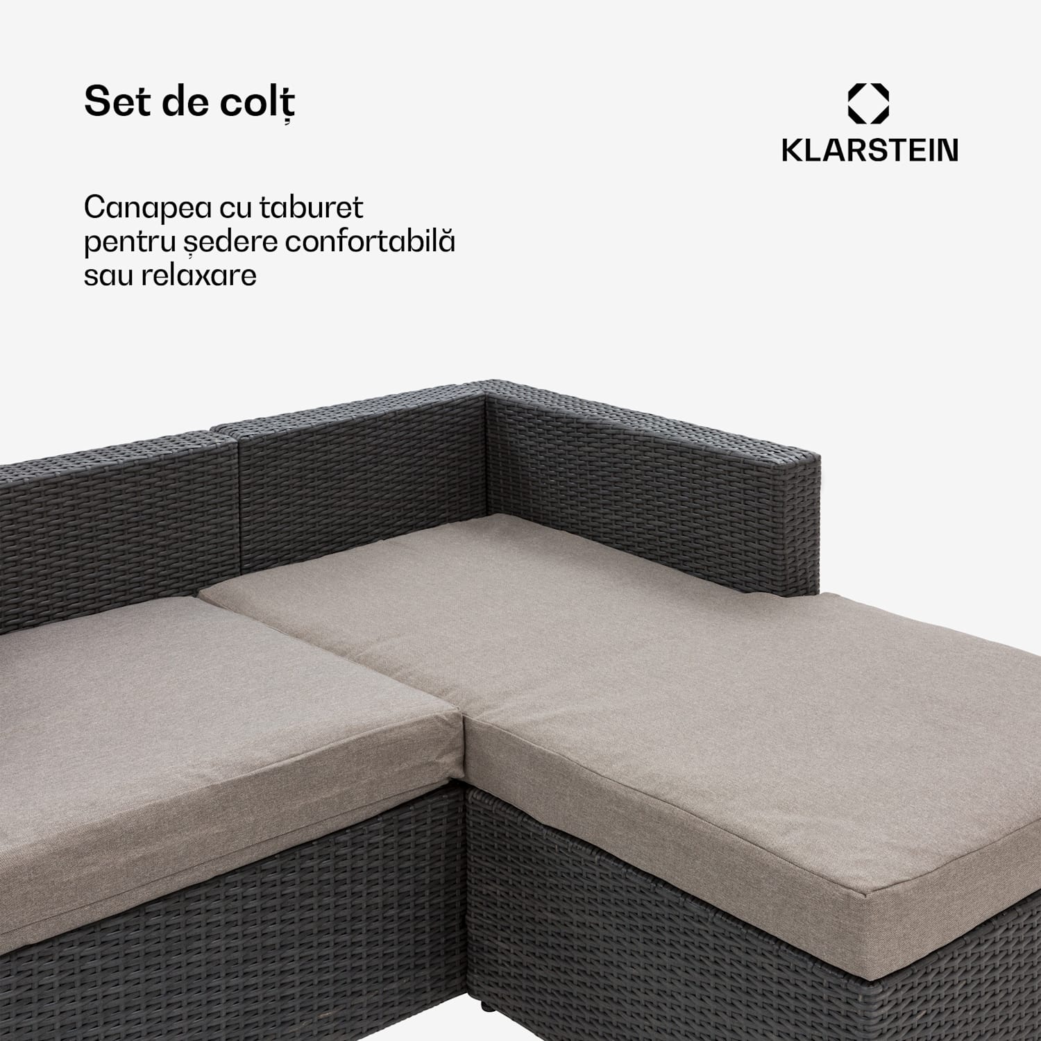 Theia Lounge, set de mobilă pentru grădină, 5 perne, negru Negru
