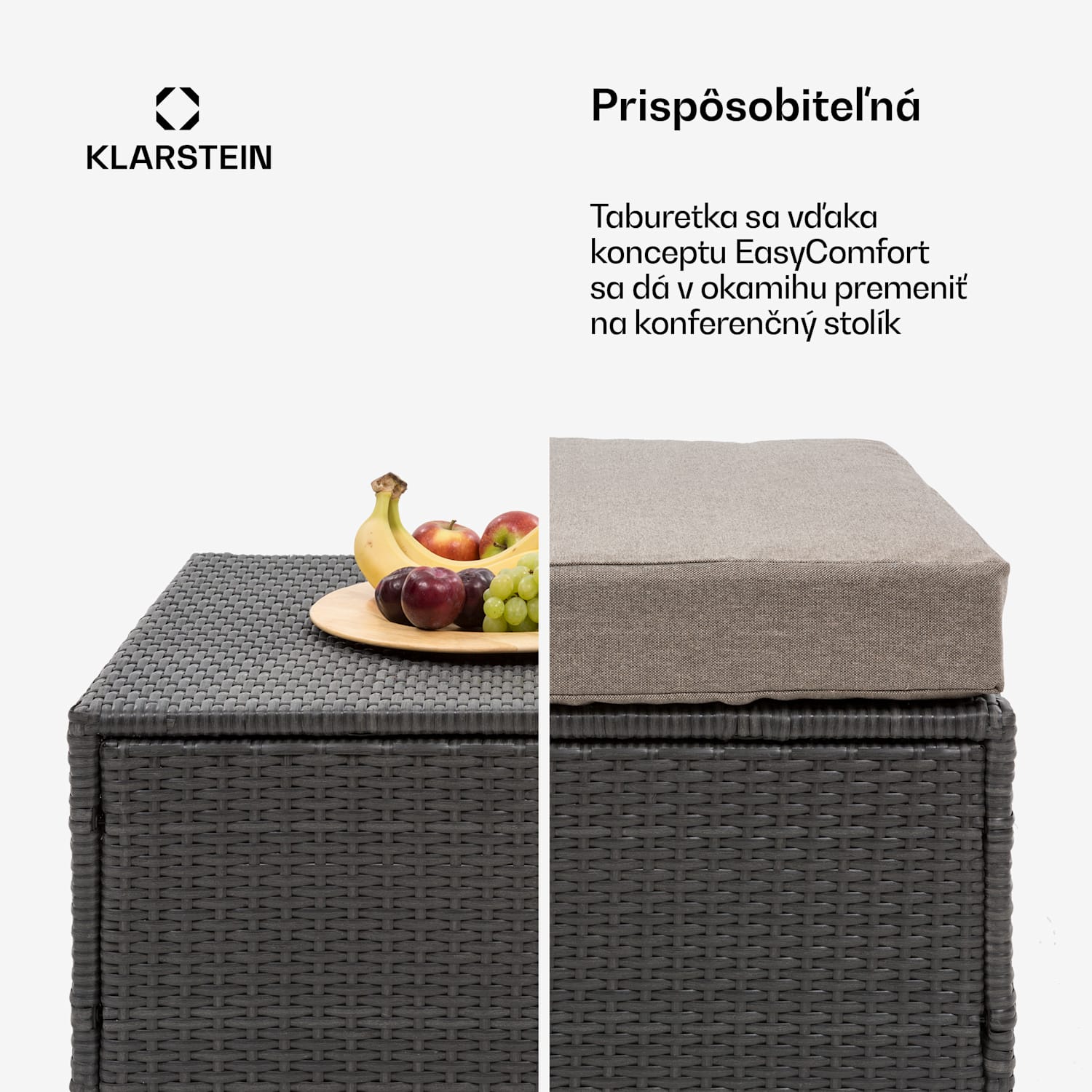 Theia Lounge Set, záhradná sedacia súprava, rohový gauč, stolček, 5 vankúšov, čierna Čierna