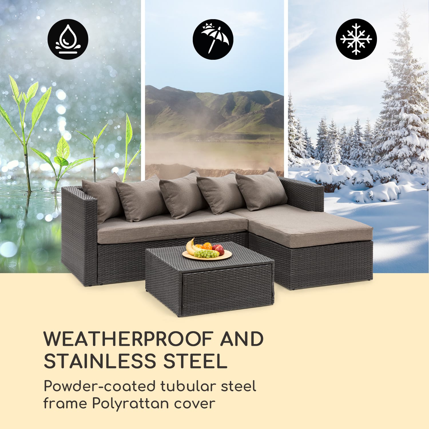 Theia Lounge Set vrtna sedežna garnitura Črna