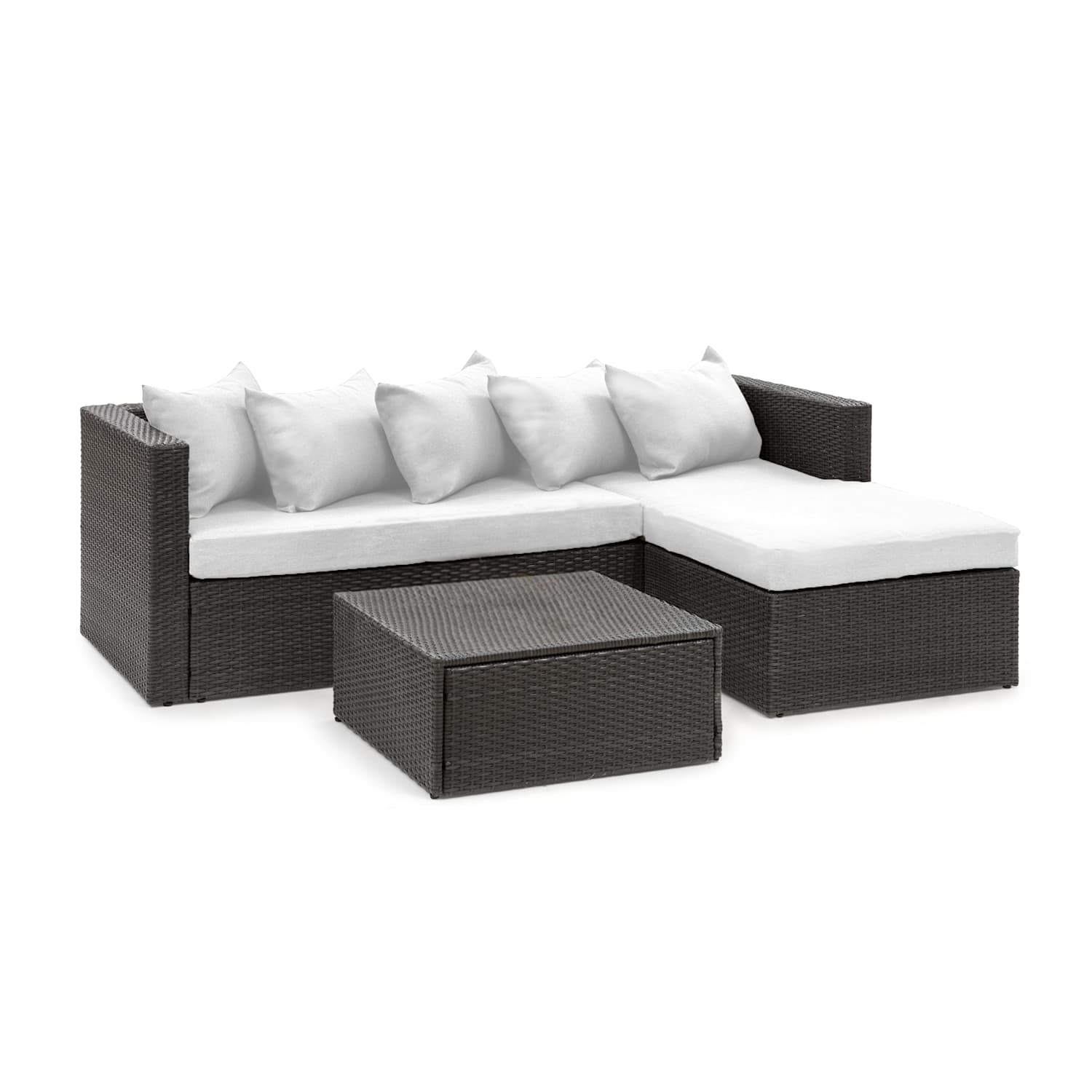 Theia Lounge, set de mobilă pentru grădină, 5 perne, negru Negru