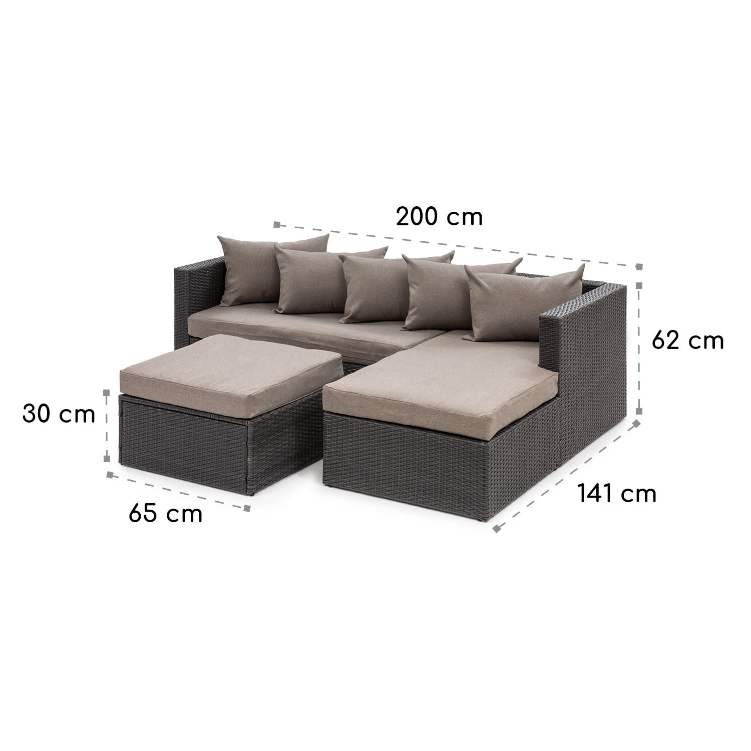 Theia Lounge Set vrtna sedežna garnitura Črna