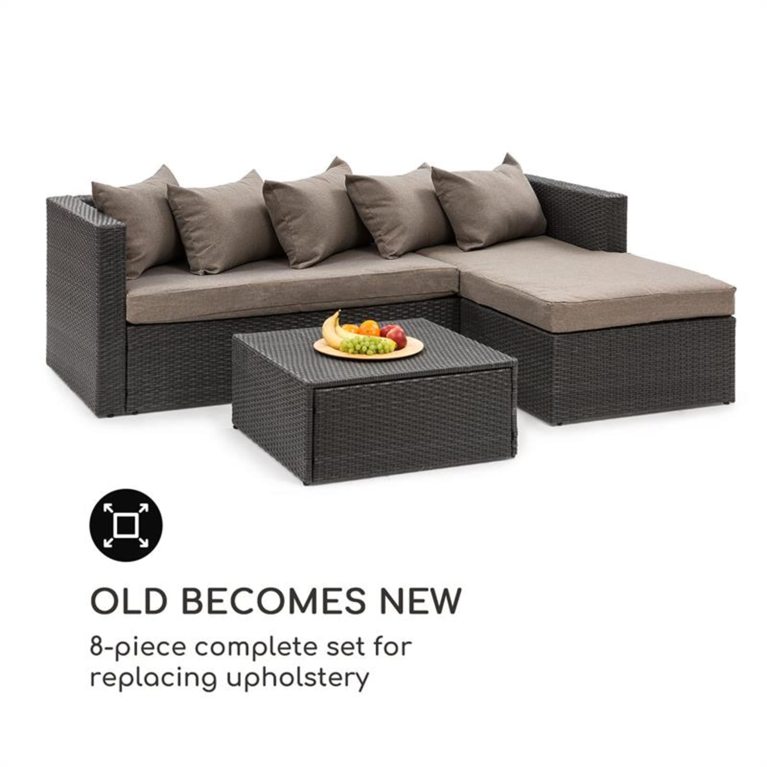 Theia, prevleke za blazine, 8 delov, 100% poliester, nepremočljive, rjave Pepelno siva