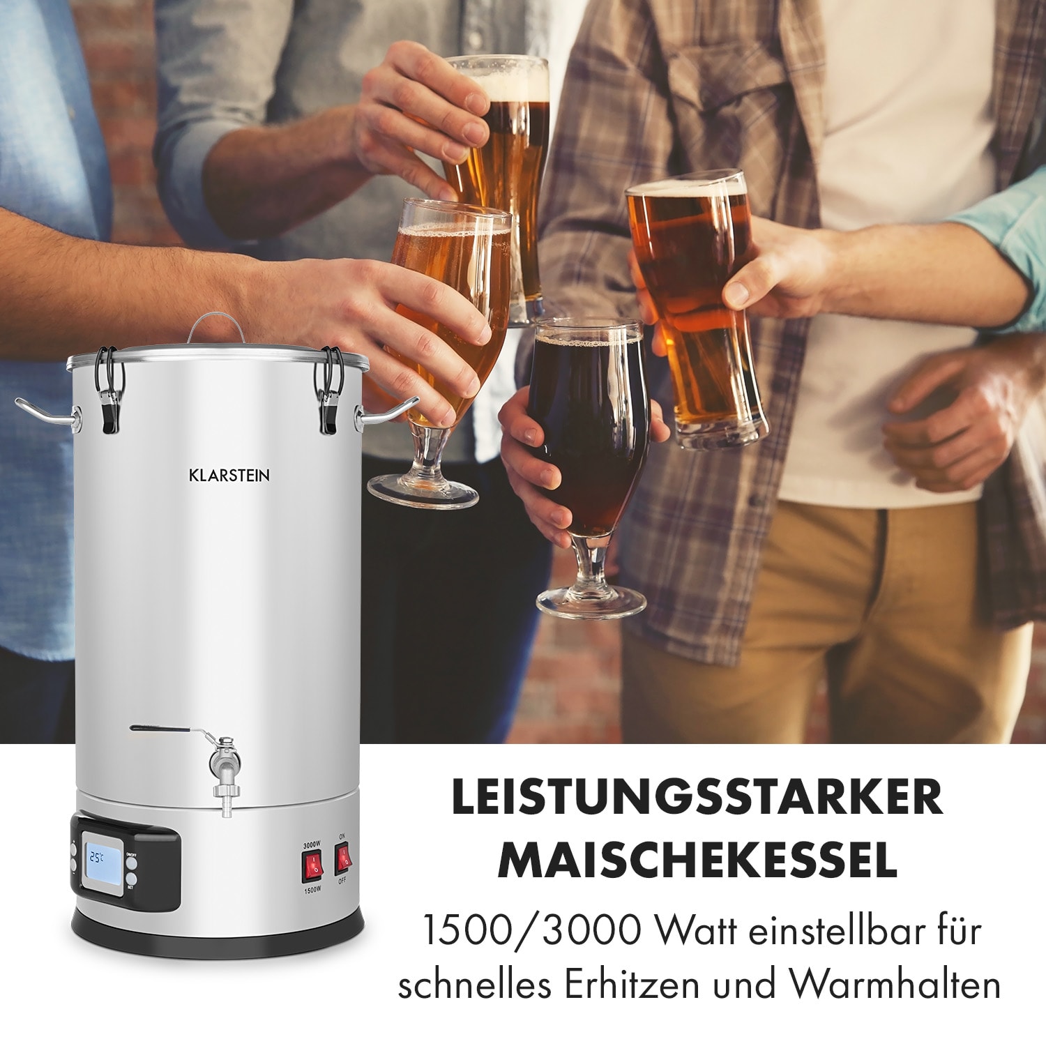 Maischfest Maischekessel 5 Teile 1500/3000W 30l LCD Edelstahl 30 L