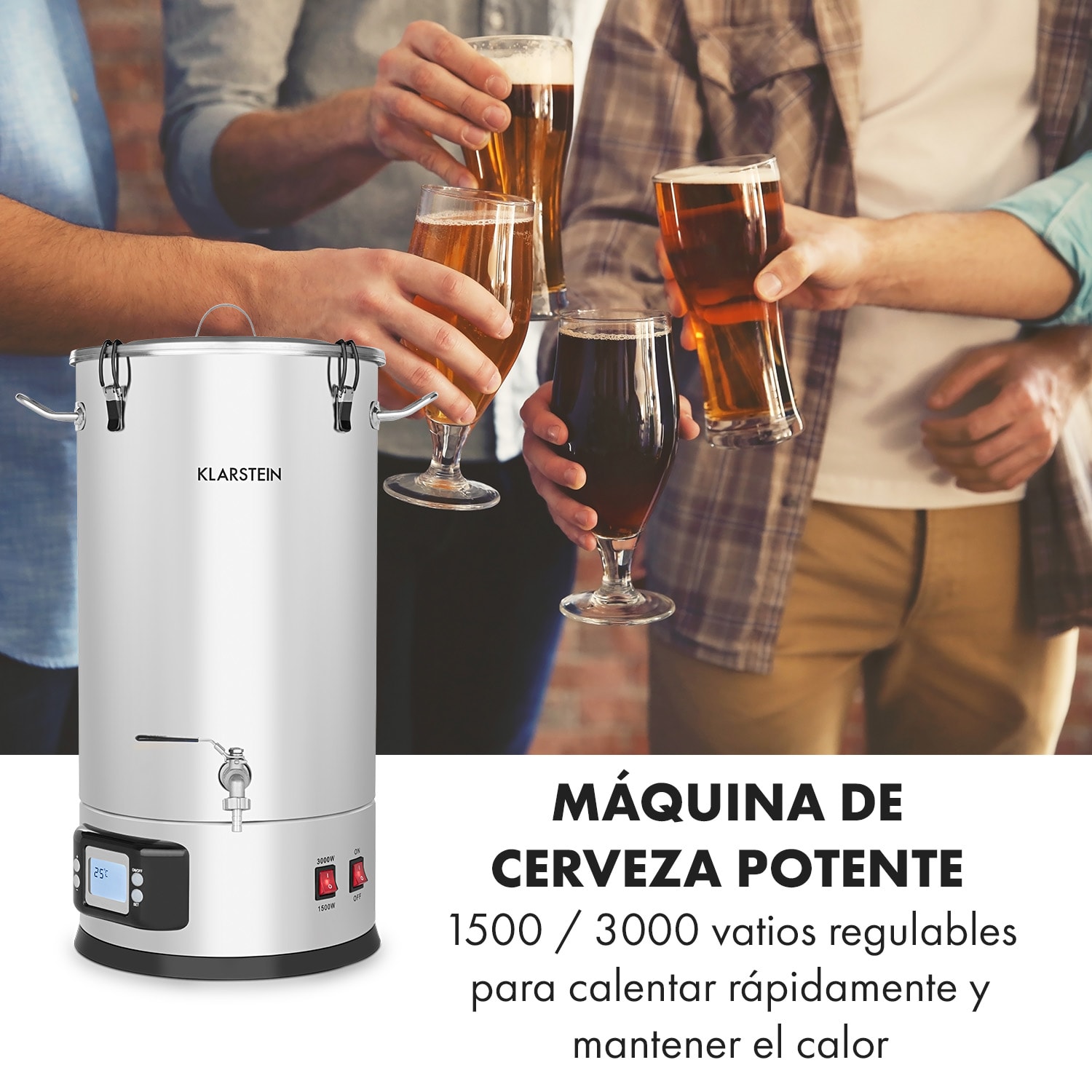 Maischfest Tanque de maceración 5 piezas 1500/3000W 30l LCD Acero inoxidable 30 L