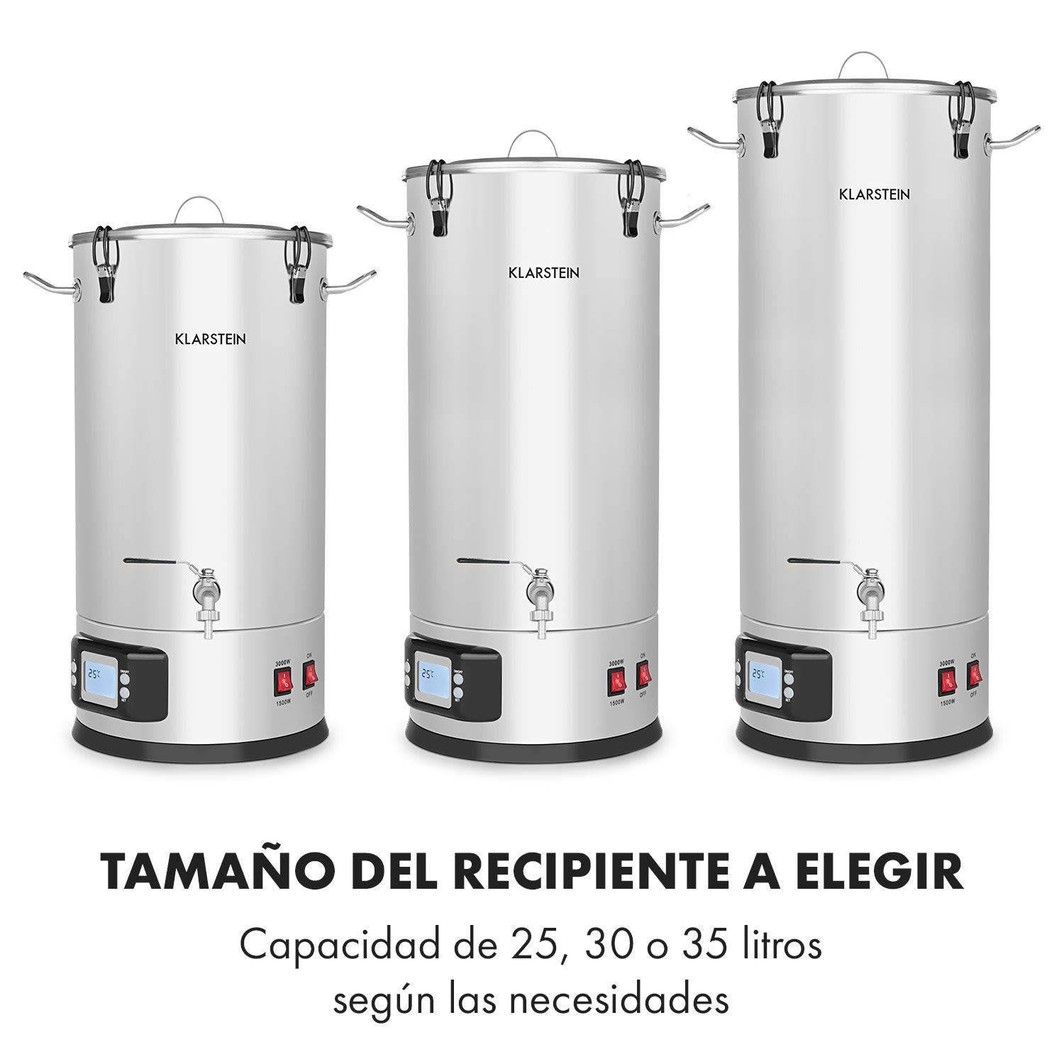 Maischfest Tanque de maceración 5 piezas 1500/3000W 30l LCD Acero inoxidable 30 L