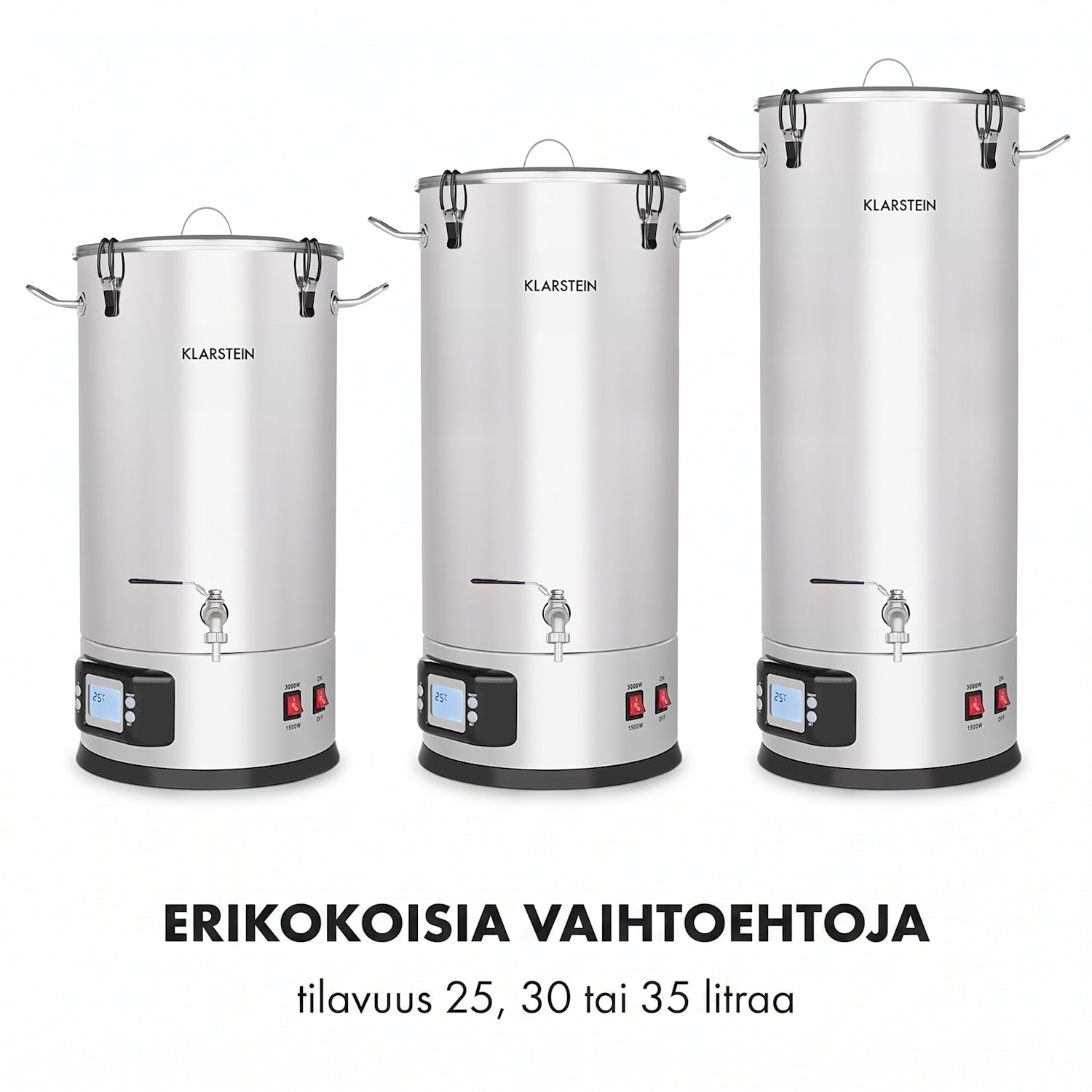 Maischfest -mäskikattila, 5 osaa, 1500/3000W, 30 l, LCD, ruostumaton teräs 30 L