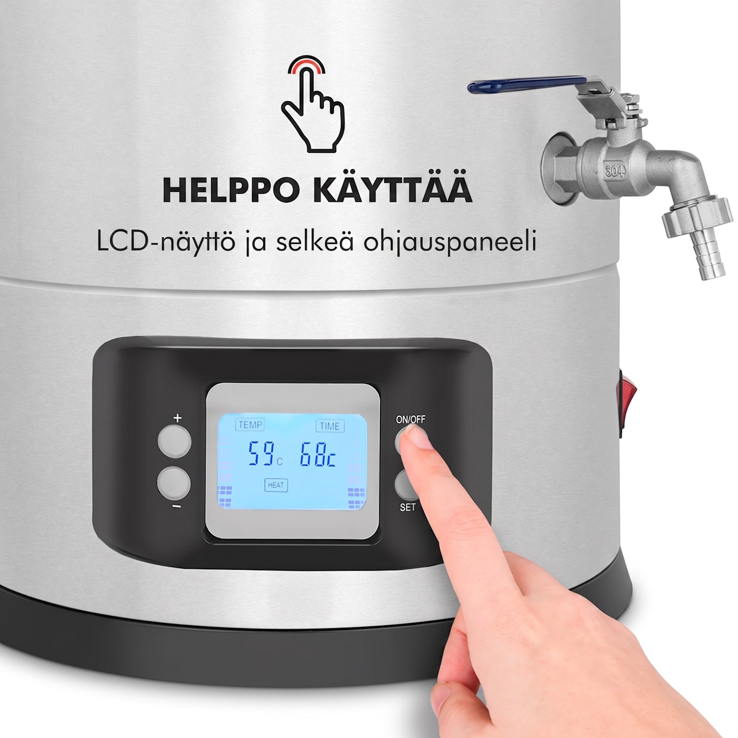 Maischfest -mäskikattila, 5 osaa, 1500/3000W, 30 l, LCD, ruostumaton teräs 30 L