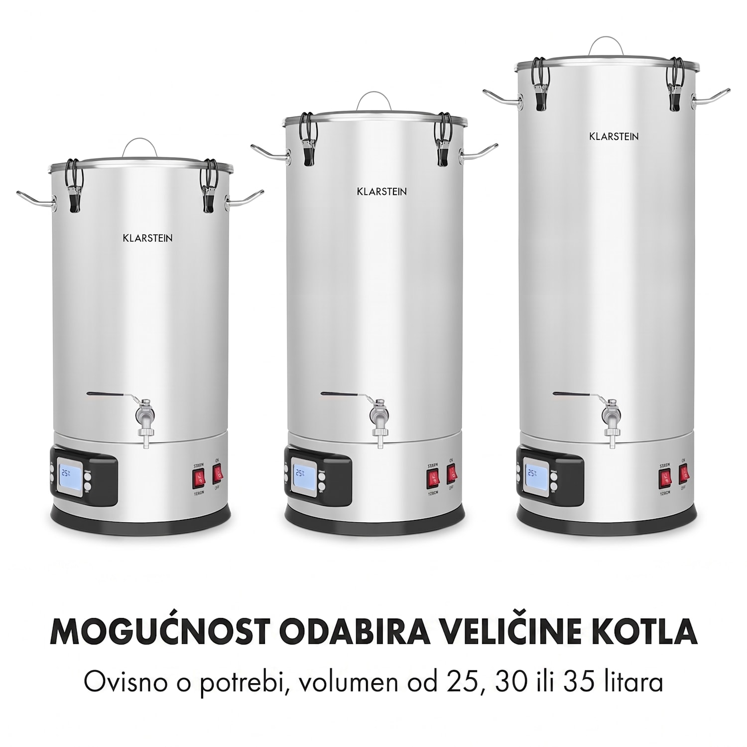Maischfest, kotao za slad, 5 dijelova, 1500/3000 W, 30 l, LCD na dodir, nehrđajući čelik 30 L