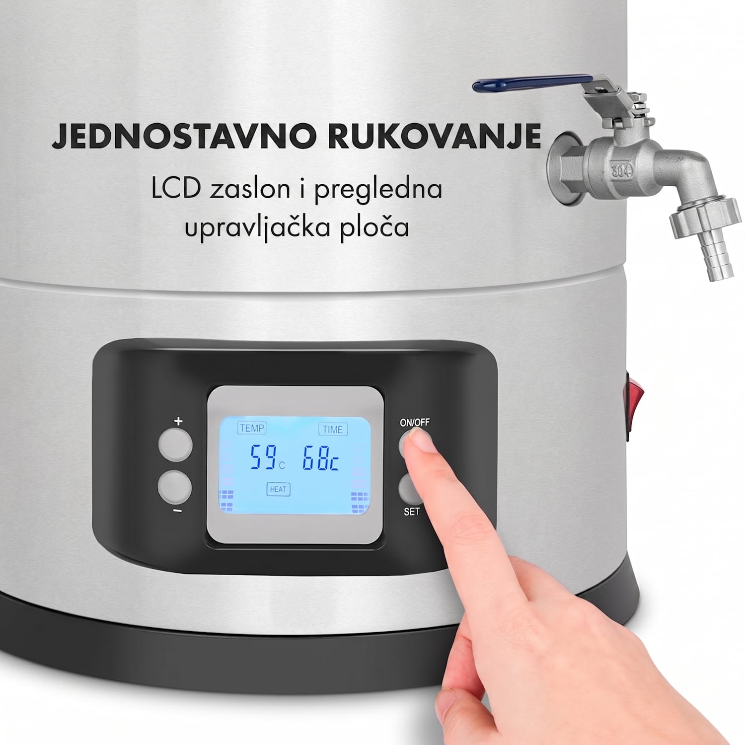 Maischfest, kotao za slad, 5 dijelova, 1500/3000 W, 30 l, LCD na dodir, nehrđajući čelik 30 L