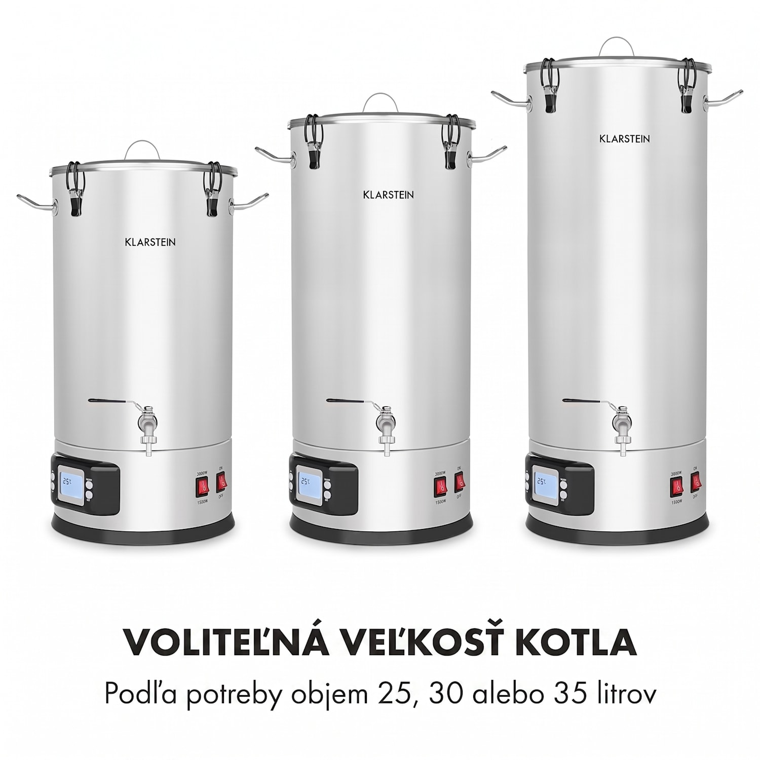 Maischfest 30, sladový kotol, 5 dielov, 30 l, 1500/3000 W, dotykový LCD, nehrdzavejúca oceľ 30 L