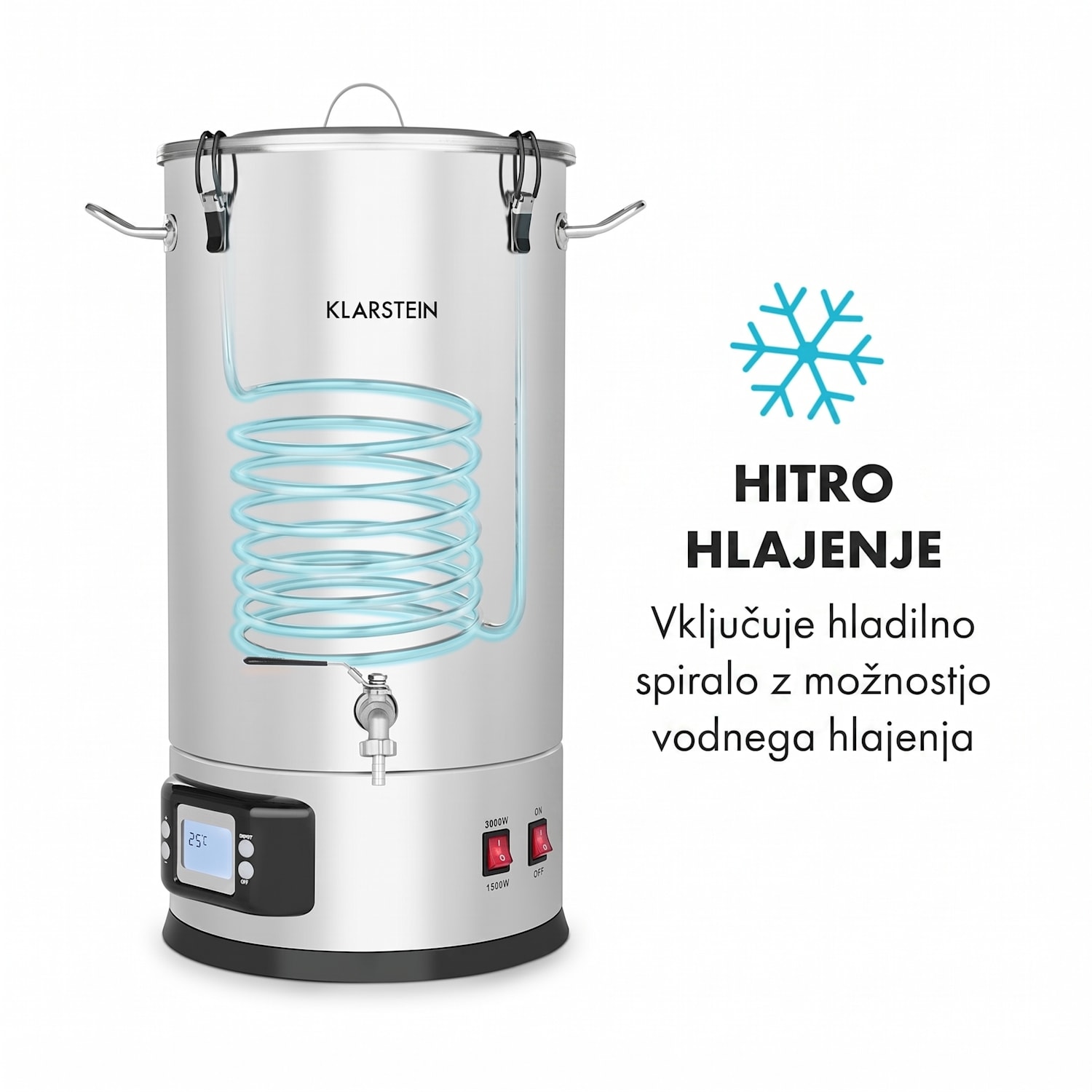 Maischfest, kotel za slad, 5 delni, 1500/3000 W, 30 l, LCD, plemenito jeklo 30 L