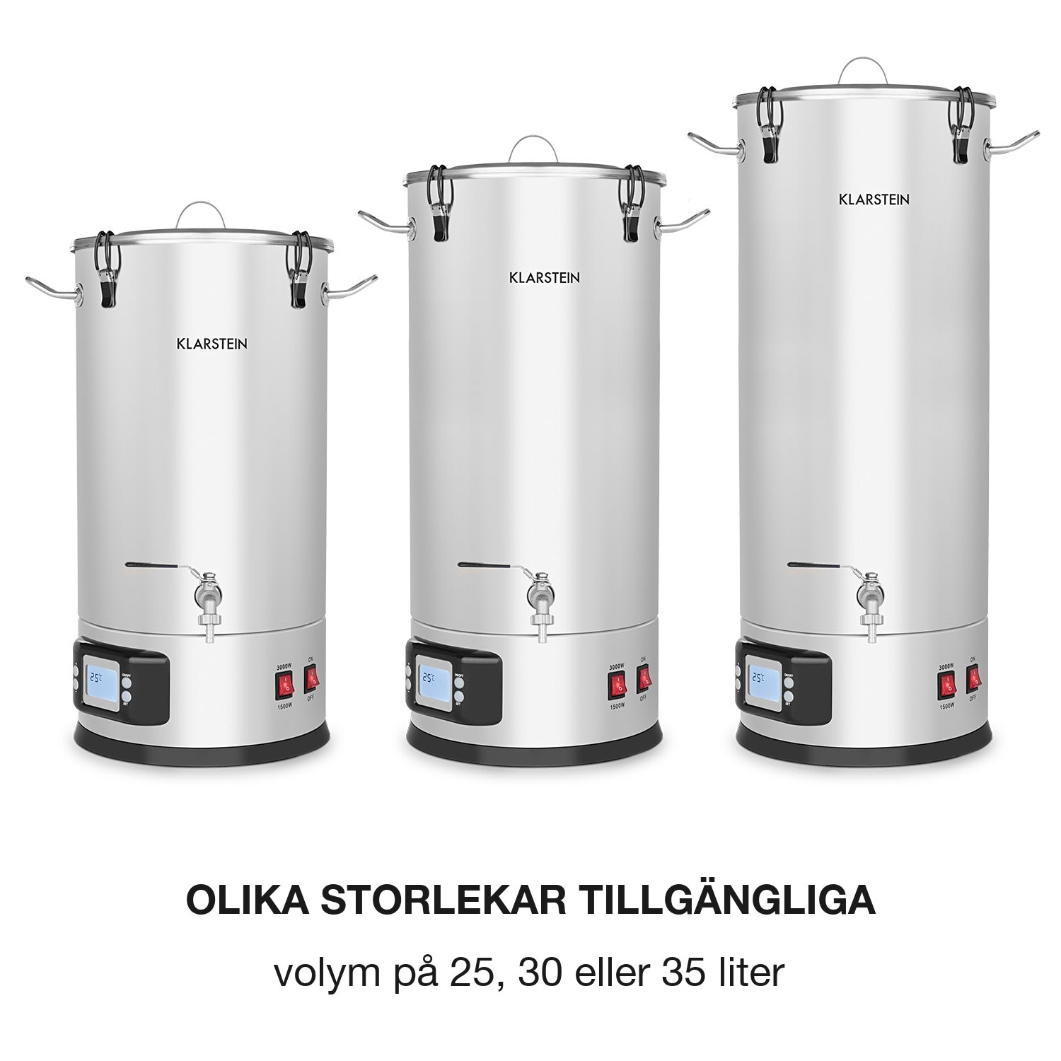 Maischfest mäskkittel 5 delar 1500/3000W 30l LCD rostfritt stål 