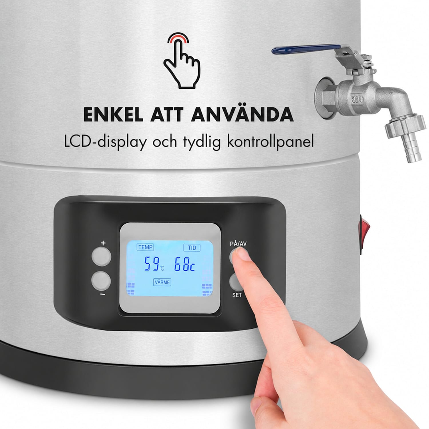 Maischfest mäskkittel 5 delar 1500/3000W 30l LCD rostfritt stål 
