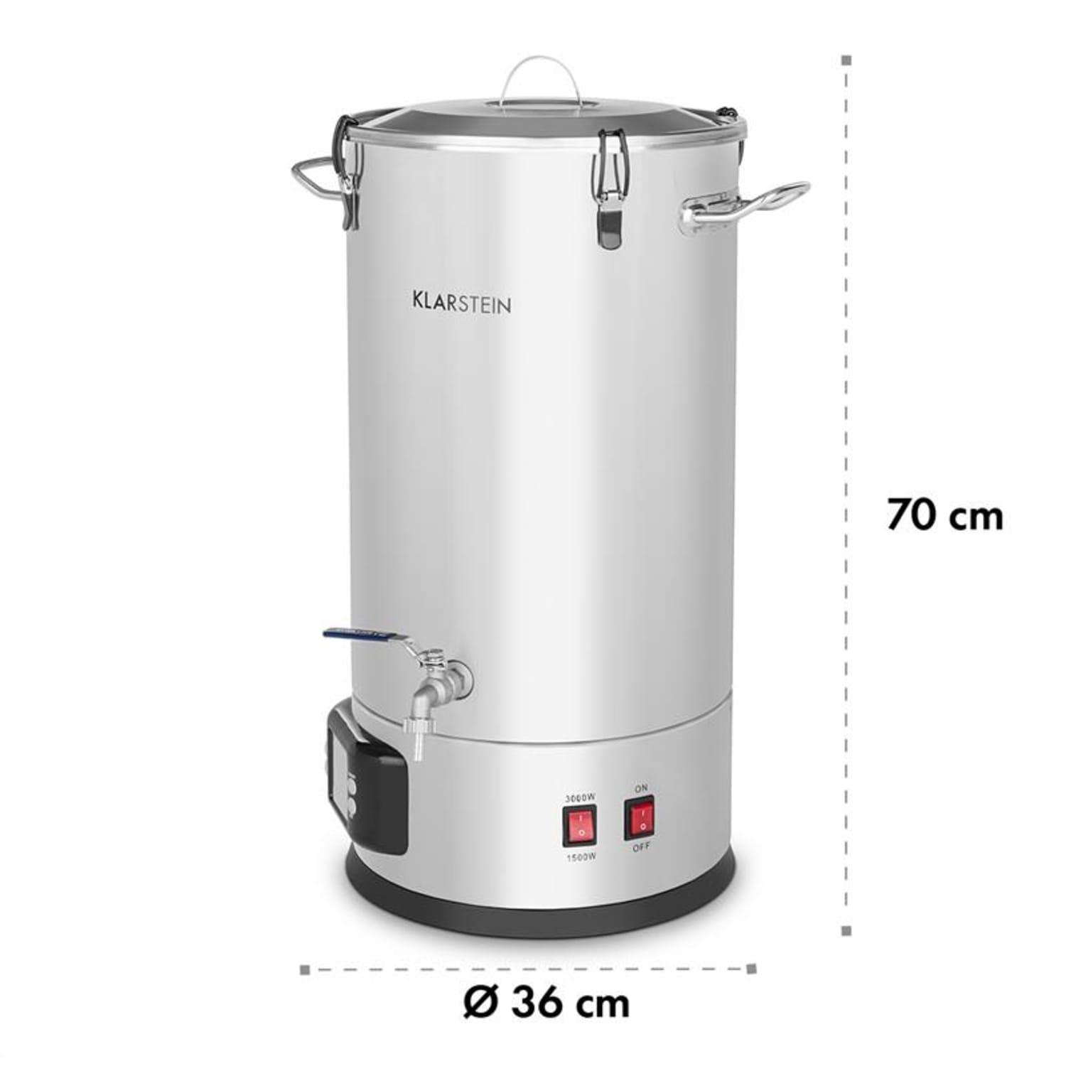 KKlarstein Maischfest maischketel 5 delen 1500/3000W 30l LCD roestvrij staal 