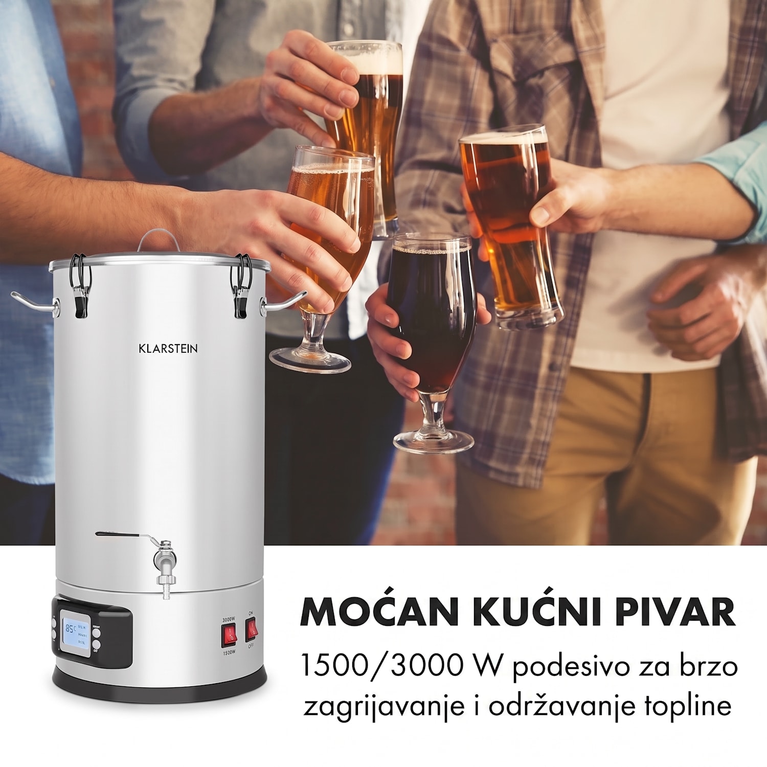 Maischfest, kotao za slad, 5 dijelova, 1500/3000 W, 35 l, LCD na dodir, nehrđajući čelik 35 L