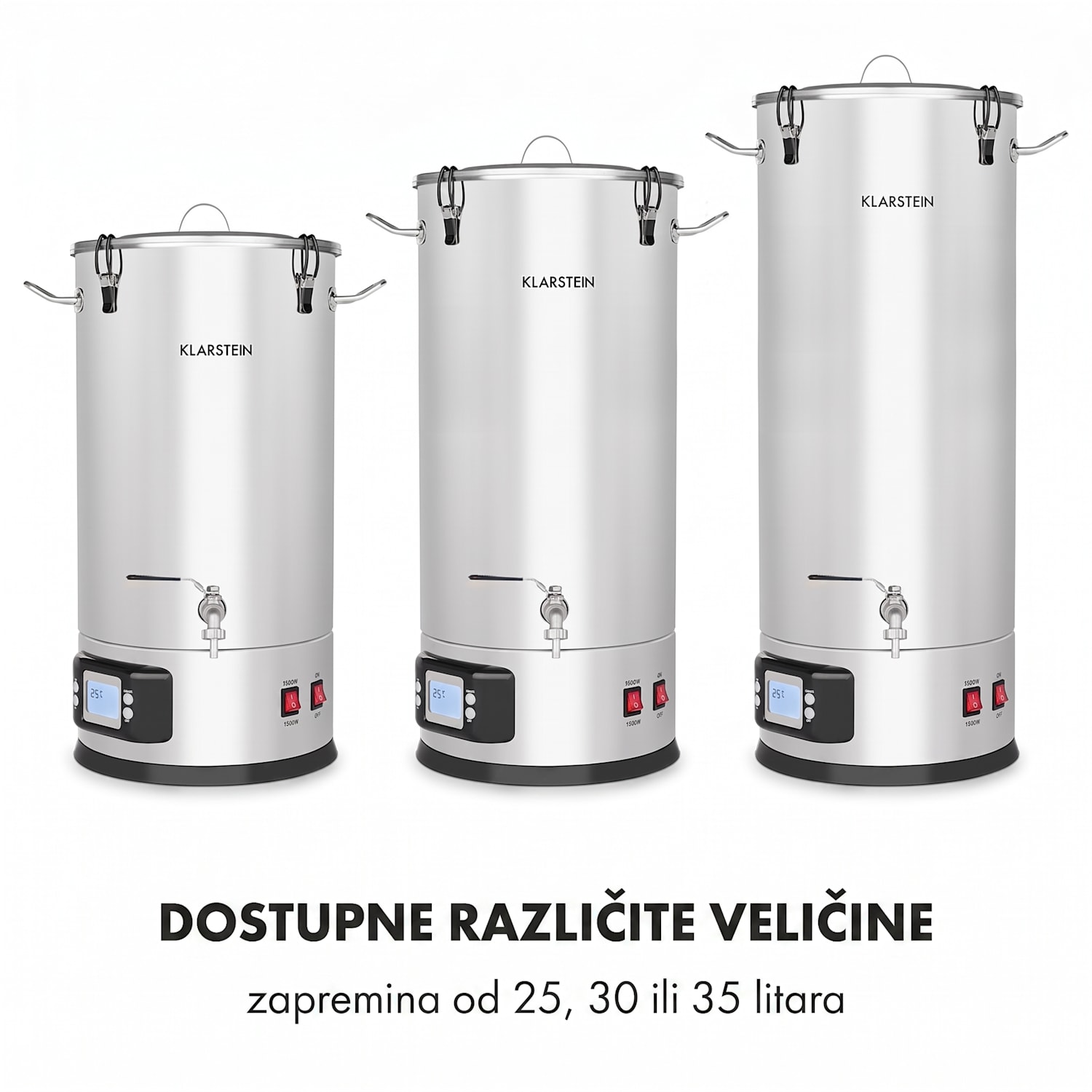 Maischfest, kotao za slad, 5 dijelova, 1500/3000 W, 35 l, LCD na dodir, nehrđajući čelik 35 L