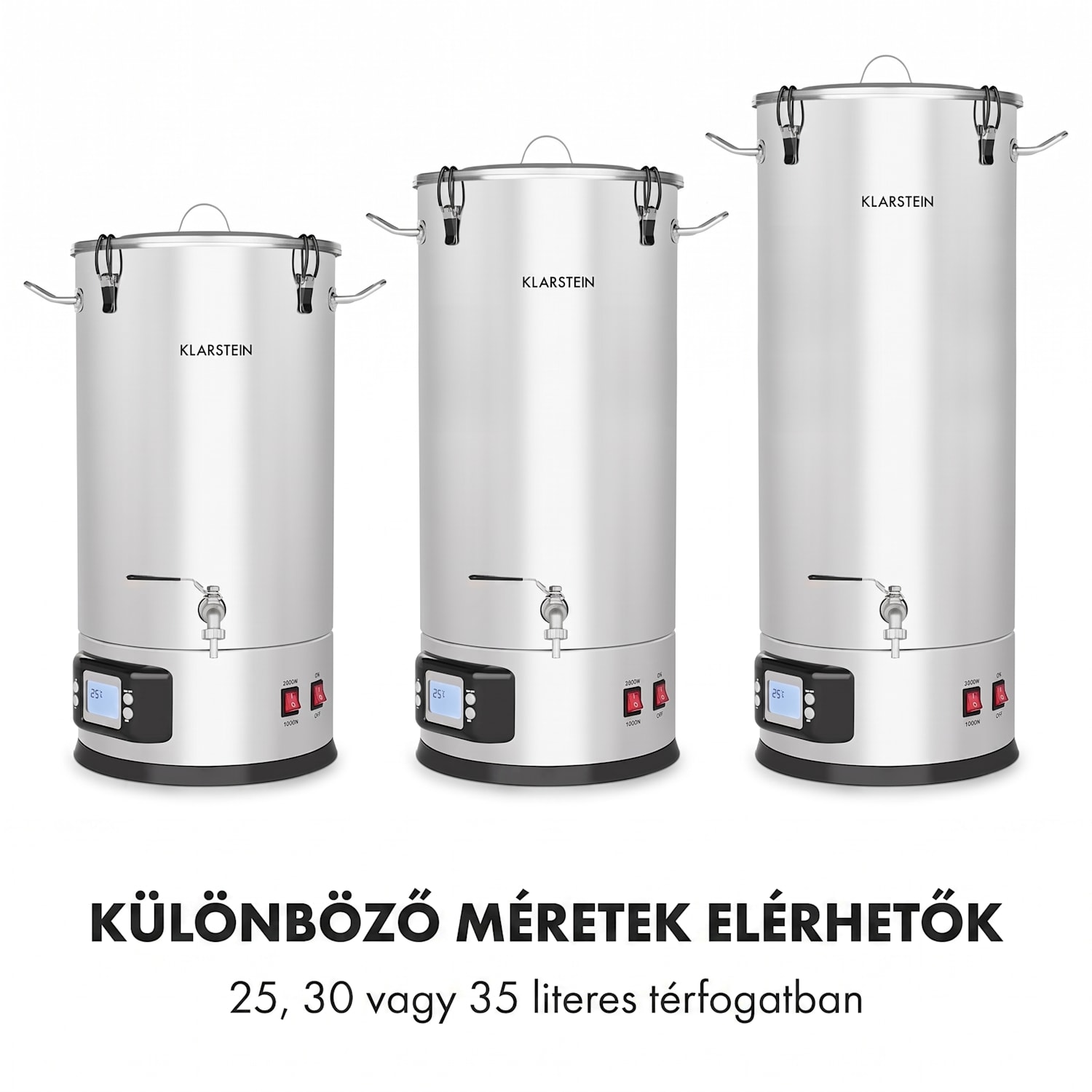 Maischfest 35, sörfőző üst, 5 részes, 35 l, 1500 W/ 3000 W, érintős LCD, rozsdamentes acél 35 L