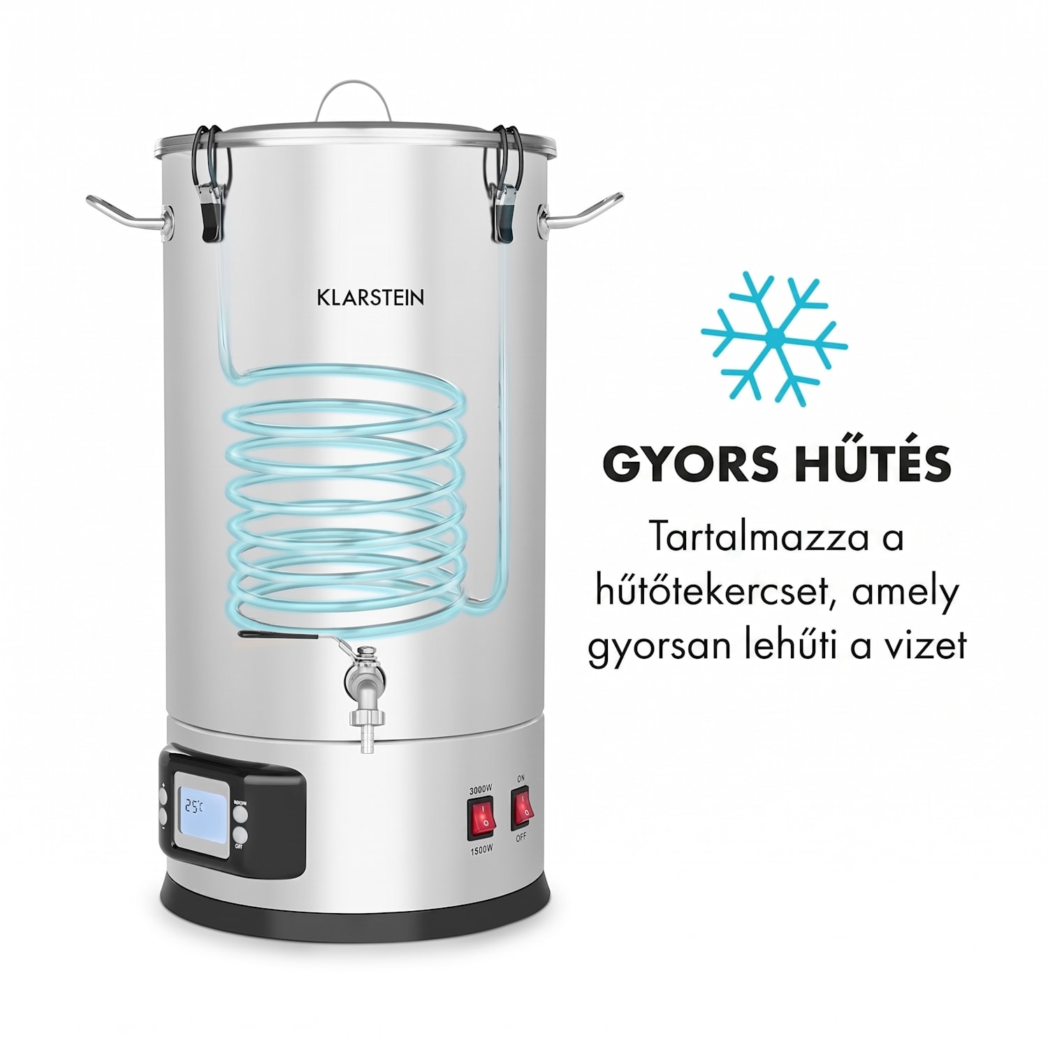 Maischfest 35, sörfőző üst, 5 részes, 35 l, 1500 W/ 3000 W, érintős LCD, rozsdamentes acél 35 L