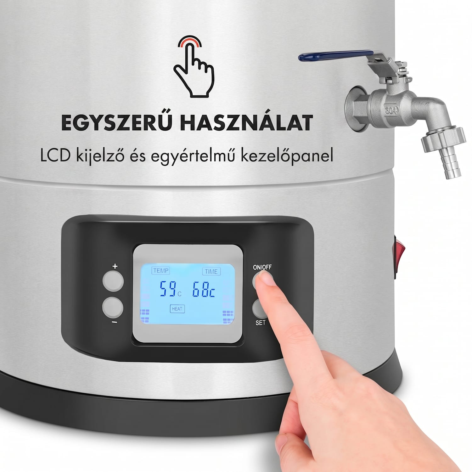 Maischfest 35, sörfőző üst, 5 részes, 35 l, 1500 W/ 3000 W, érintős LCD, rozsdamentes acél 35 L