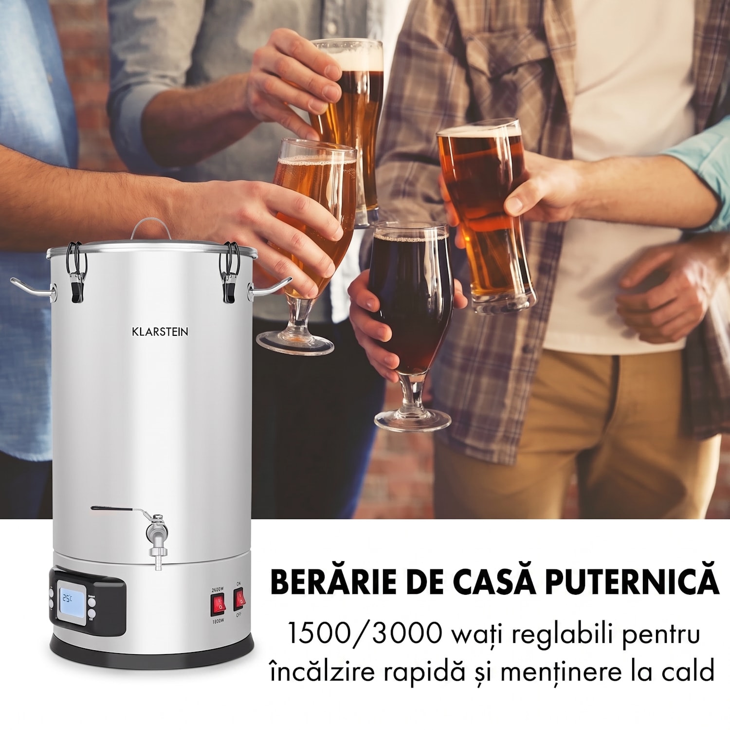 Maischfest, boiler, 5 părți, 1500 / 3000 W, 35 l, LCD, din oțel inoxidabil 35 L