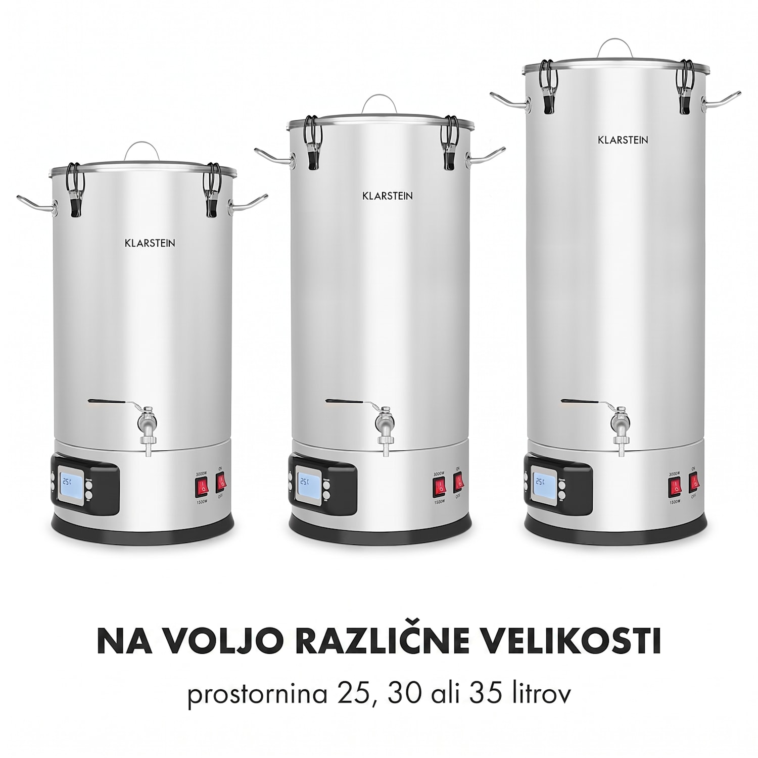 Maischfest, kotel za slad, 5 delni, 1500/3000 W, 35 l, LCD, plemenito jeklo 35 L