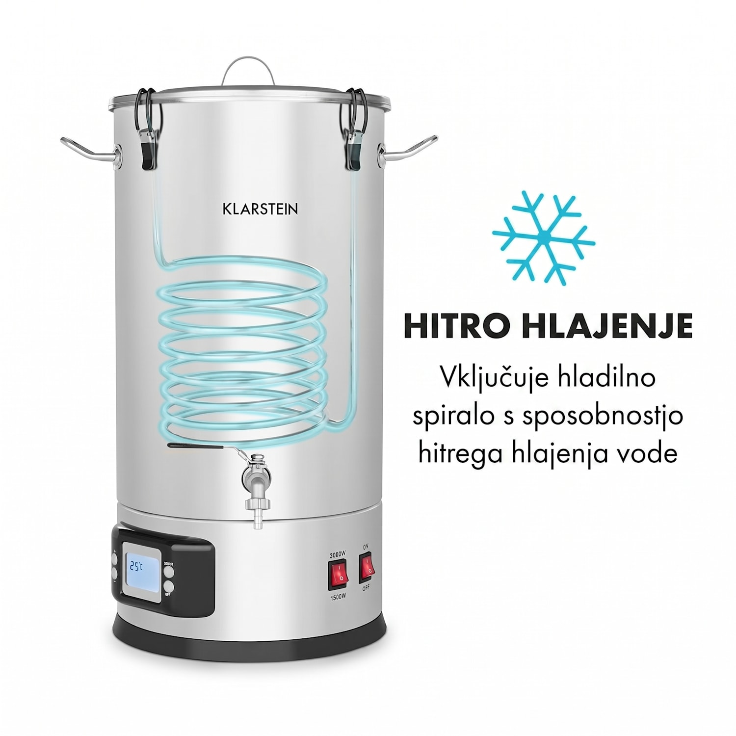 Maischfest, kotel za slad, 5 delni, 1500/3000 W, 35 l, LCD, plemenito jeklo 35 L