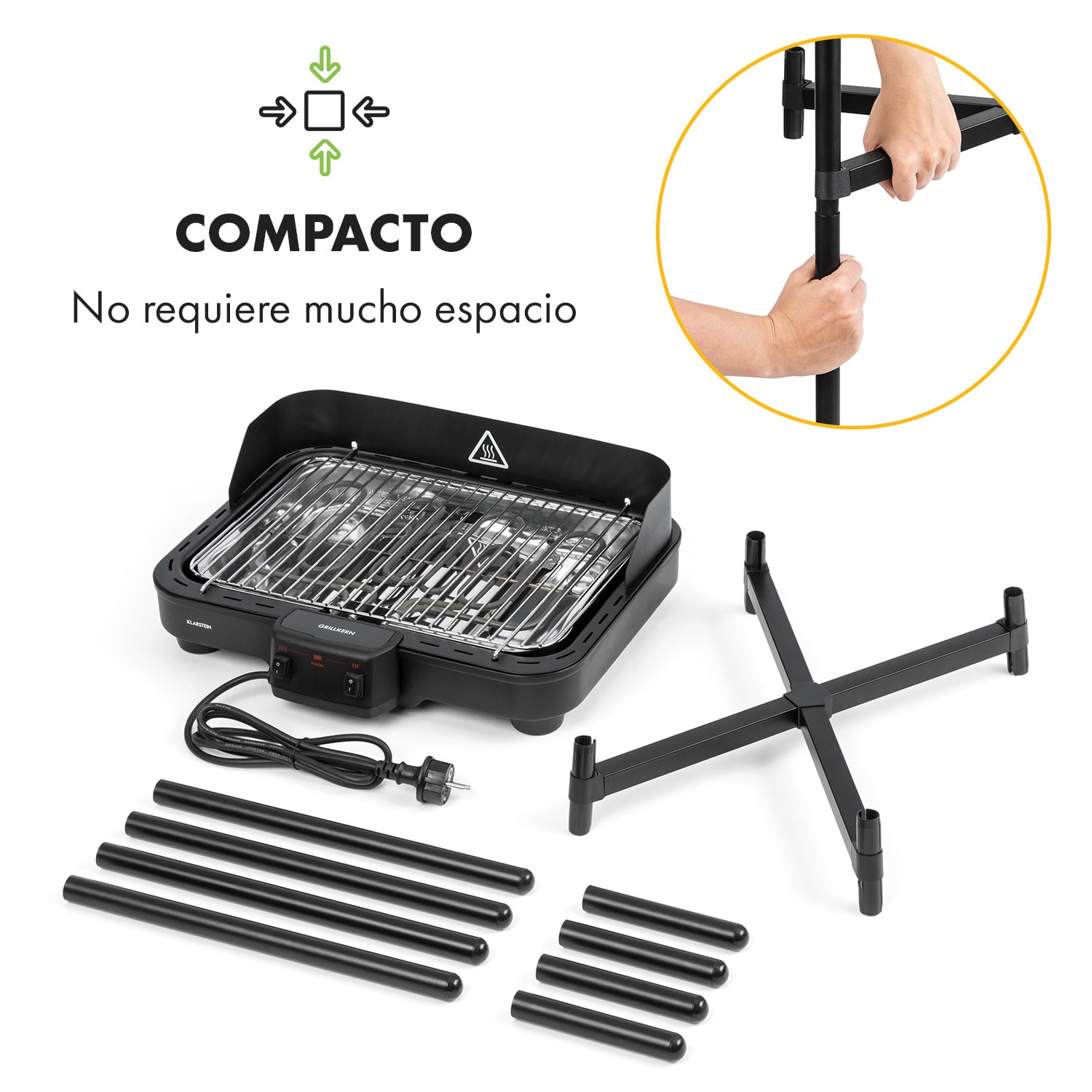Grillkern Parrilla eléctrica 1900+800 W Elemento calefactor doble ReflectorBoost 