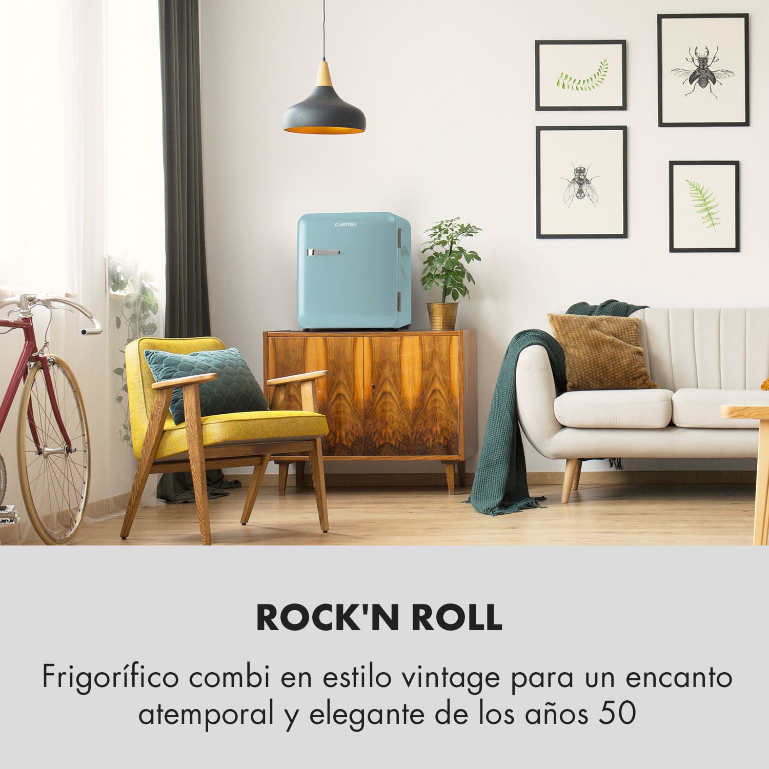 Mini nevera retro Audrey 48 L 2 niveles 48 L | Azul Pastel