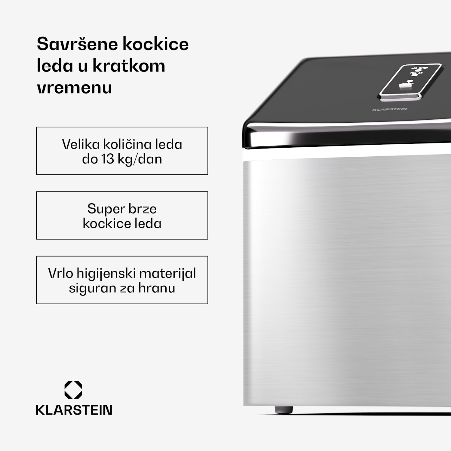 Clearcube, ledomat, 13 kg / 24 h, nehrđajući čelik, crna Nehrđajući čelik