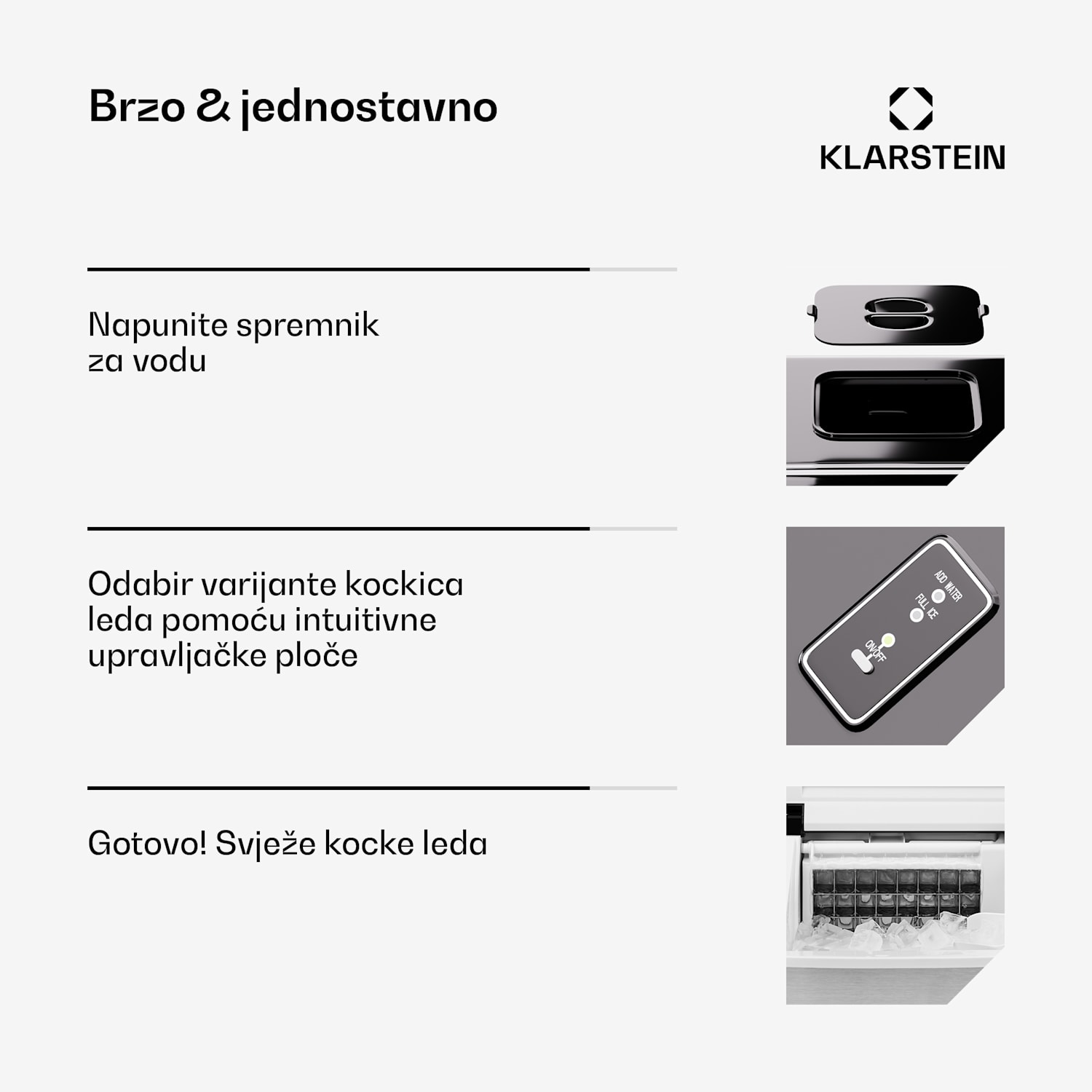 Clearcube, ledomat, 13 kg / 24 h, nehrđajući čelik, crna Nehrđajući čelik