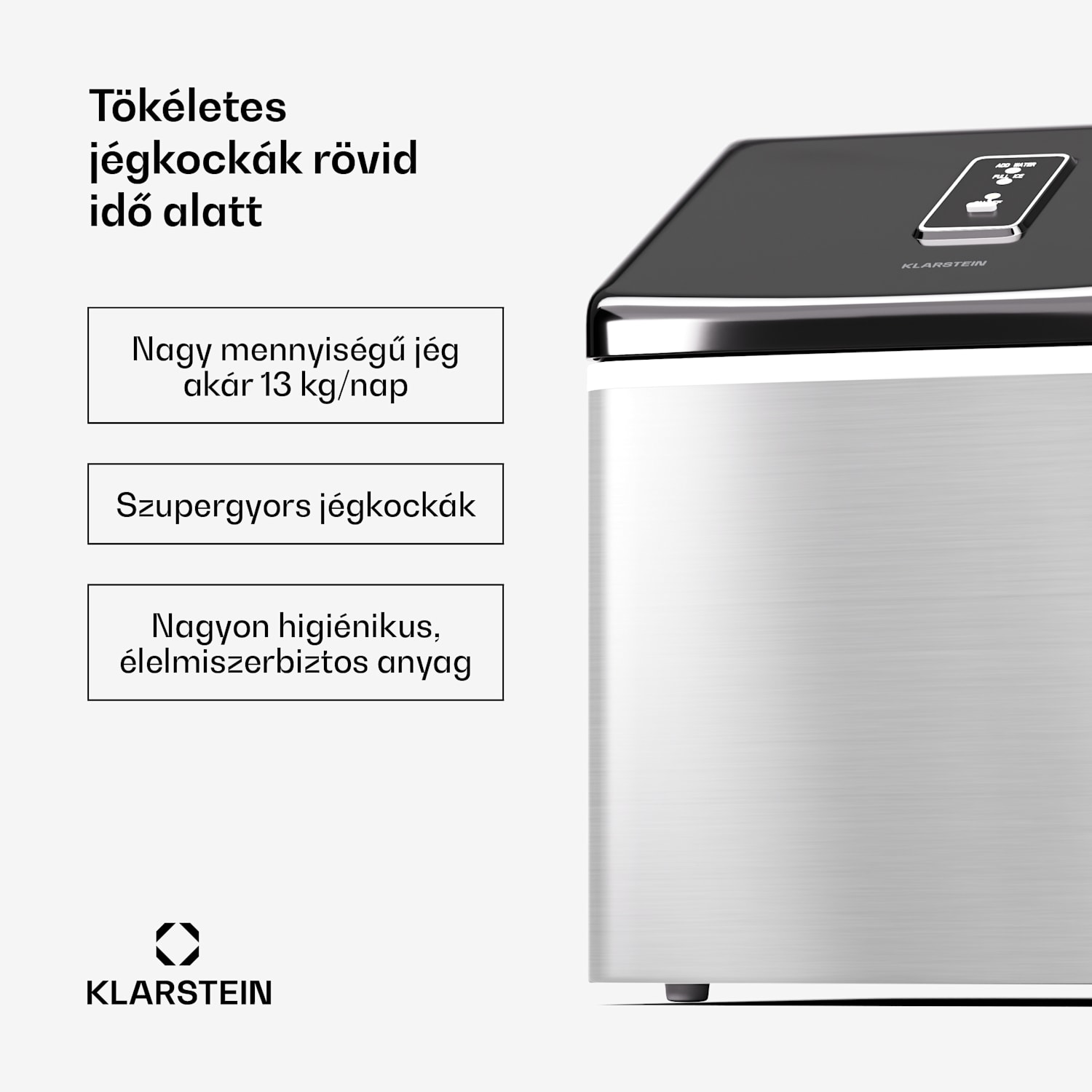Clearcube, jégkocka készítő, 13 kg/24 h, rozsdamentes acél, fekete Rozsdamentes acél