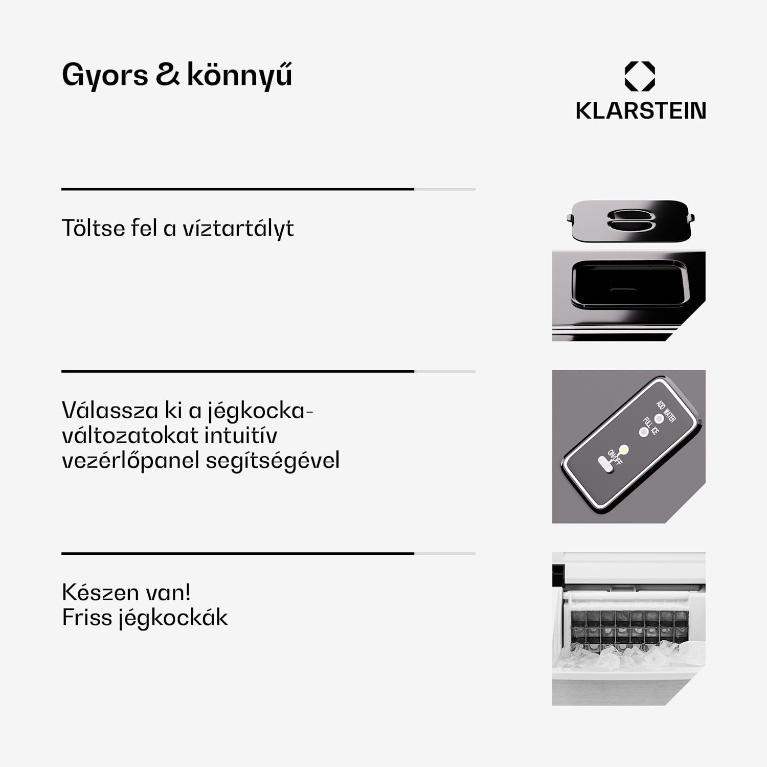 Clearcube, jégkocka készítő, 13 kg/24 h, rozsdamentes acél, fekete Rozsdamentes acél