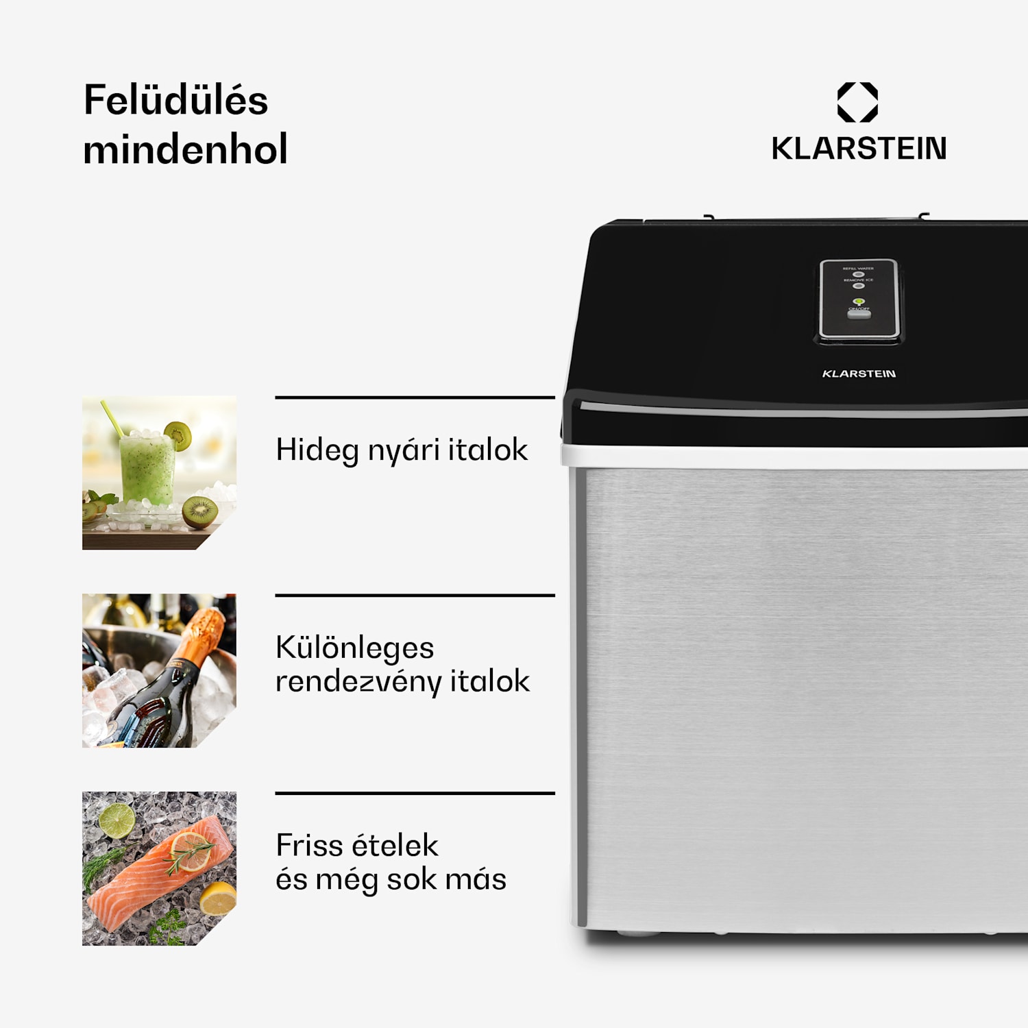 Clearcube, jégkocka készítő, 13 kg/24 h, rozsdamentes acél, fekete Rozsdamentes acél