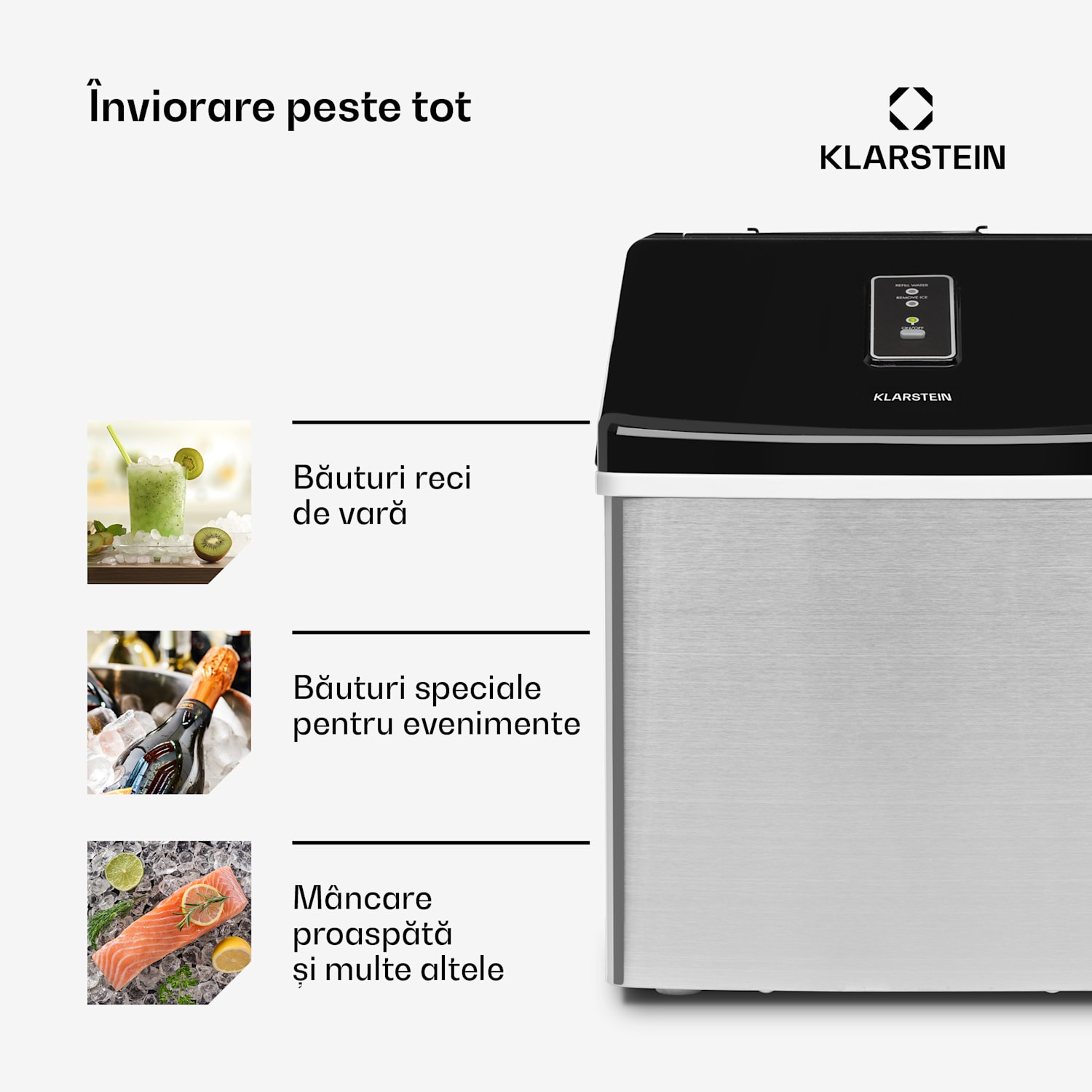 Clearcube, mașină pentru cuburi de gheață, 13 kg / 24 de ore, oțel inoxidabil, negru Oțel inoxidabil