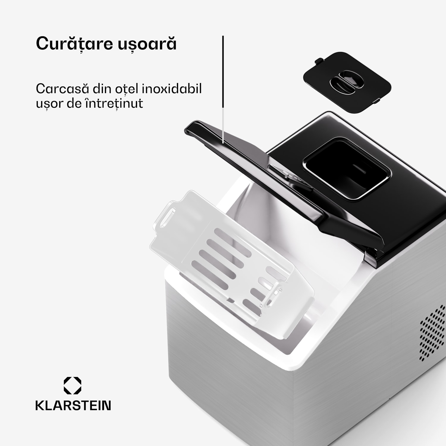 Clearcube, mașină pentru cuburi de gheață, 13 kg / 24 de ore, oțel inoxidabil, negru Oțel inoxidabil