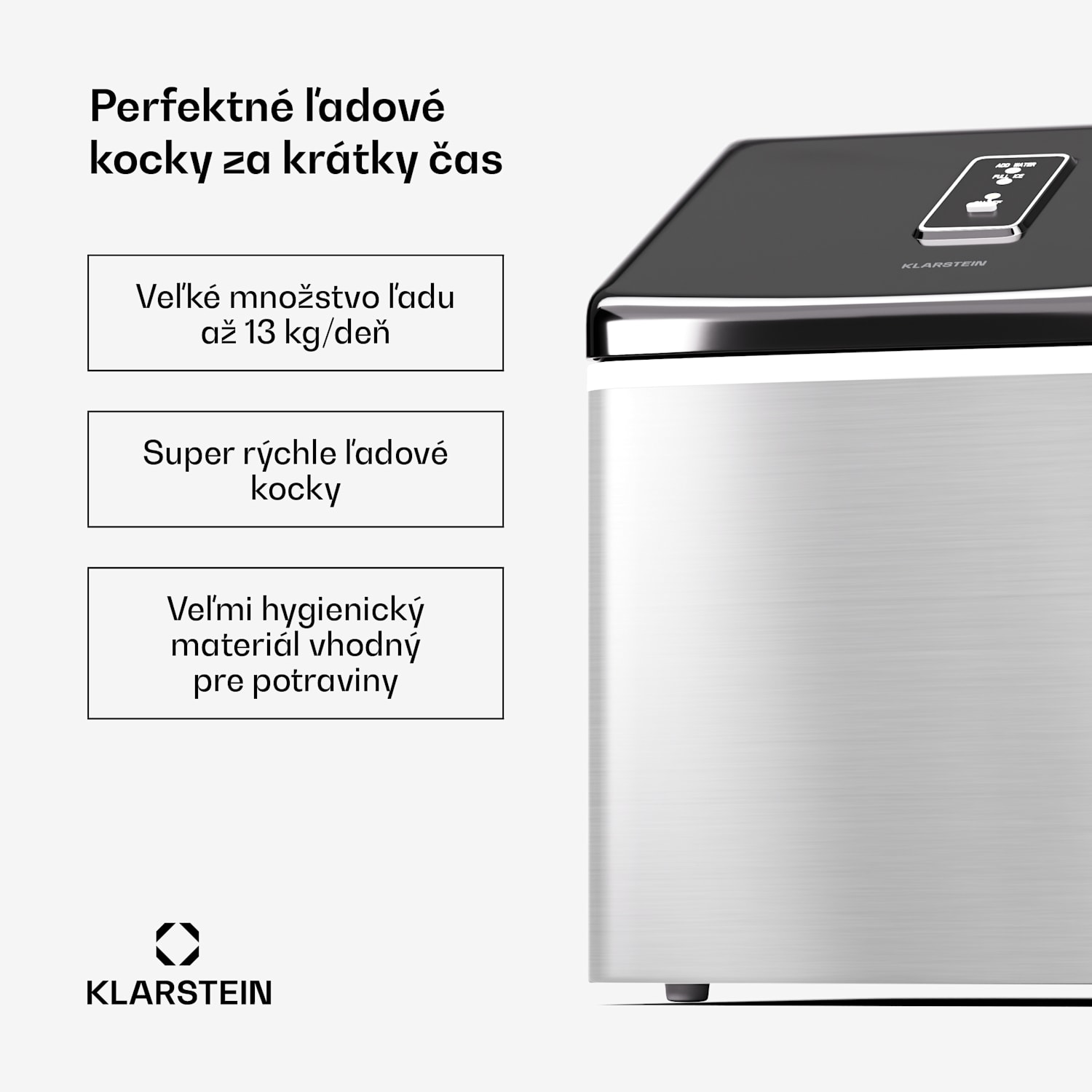 Clearcube, výrobník ľadu, 13 kg/24 h, nehrdzavejúca oceľ, čierny Nehrdzavejúca oceľ