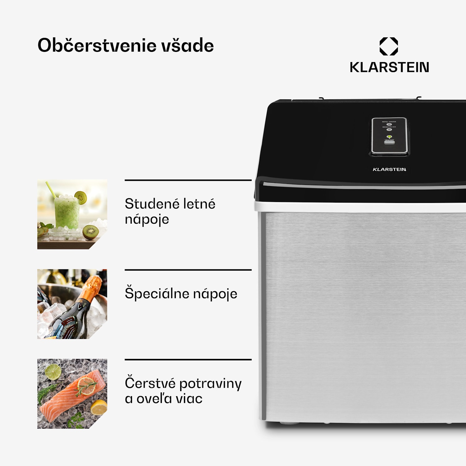 Clearcube, výrobník ľadu, 13 kg/24 h, nehrdzavejúca oceľ, čierny Nehrdzavejúca oceľ