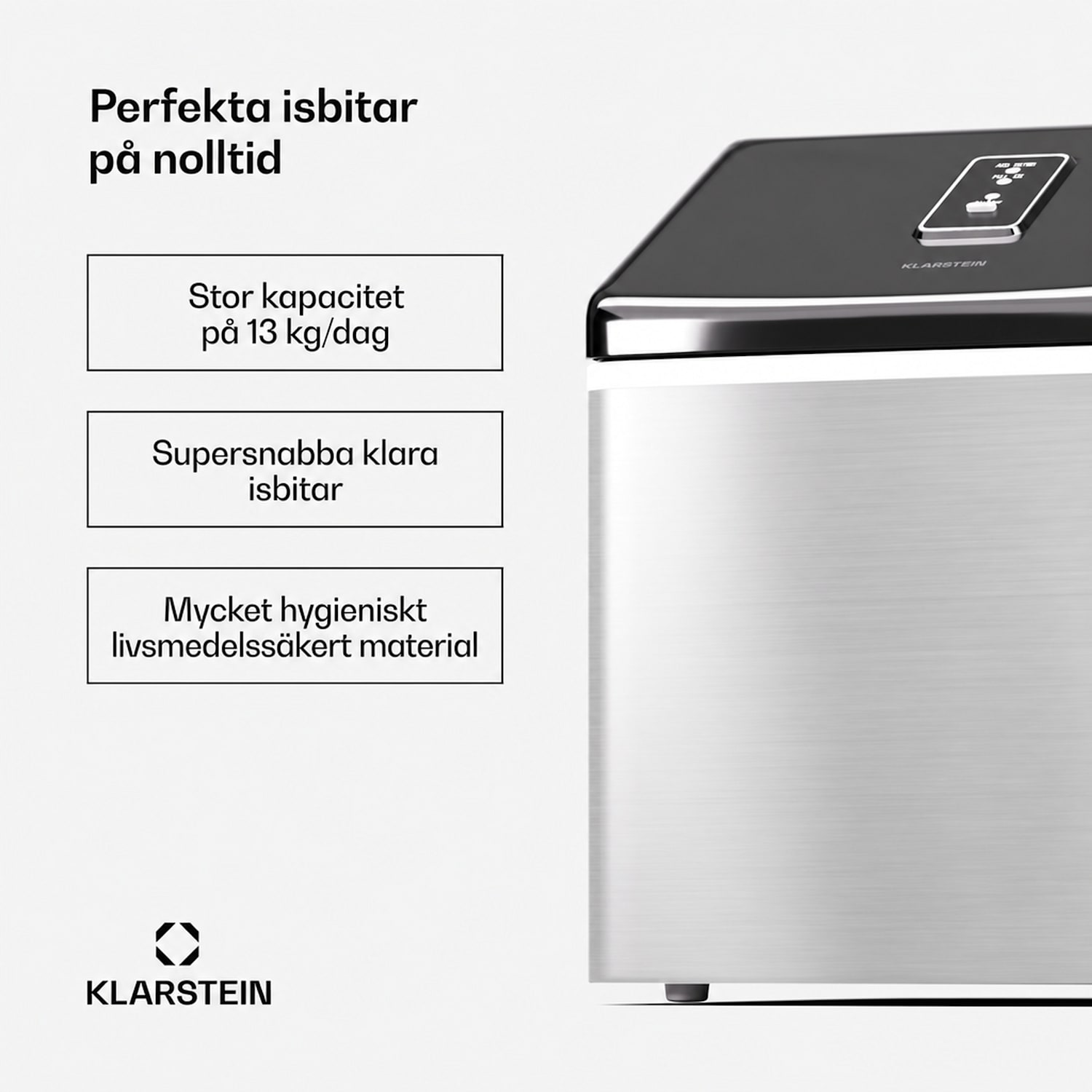 Clearcube ismaskin klara isbitar 13 kg/24 h rostfritt stål svart Rostfritt Stål