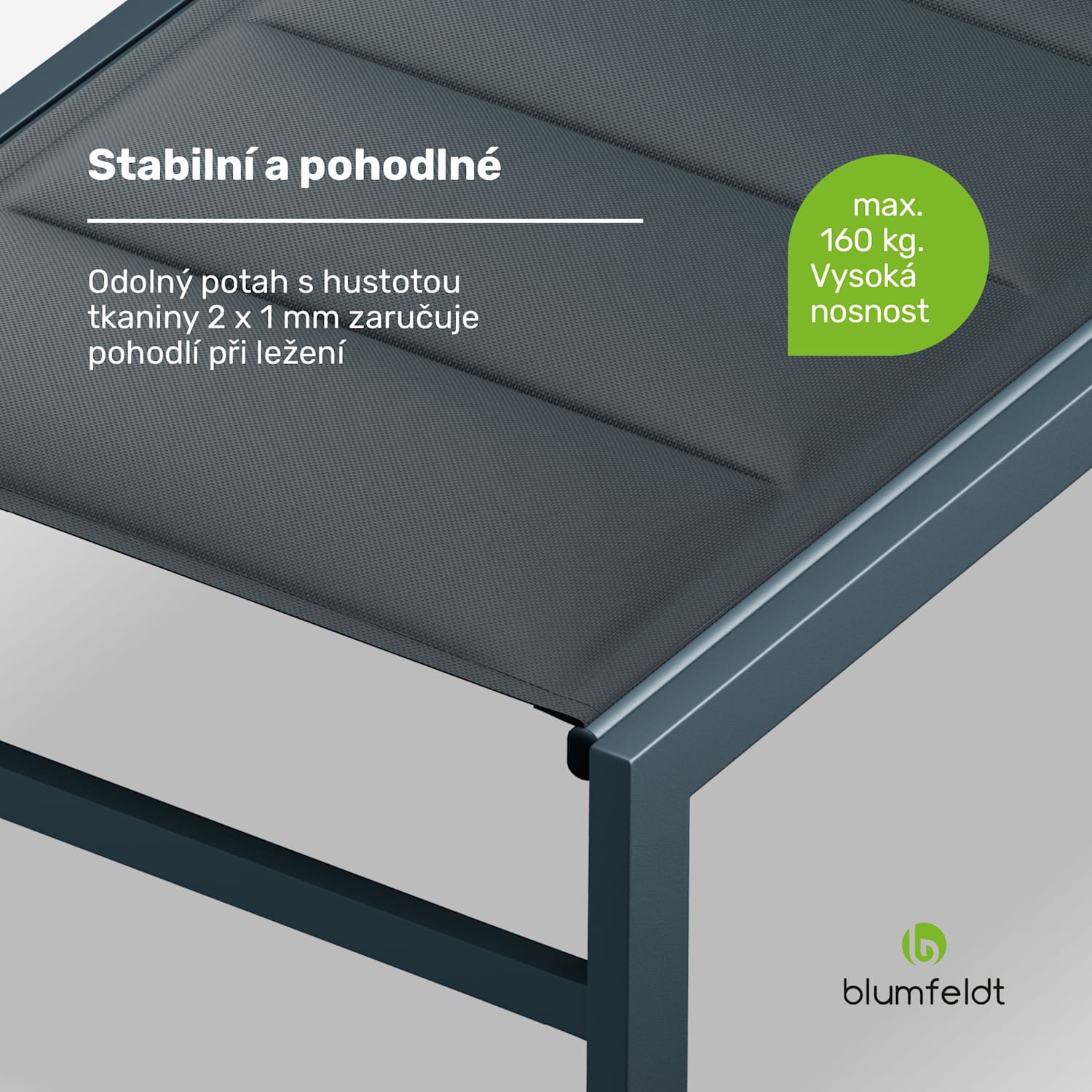 Renazzo Lounge, zahradní lehátko, 70/30 PVC / PE, hliník, 6 úrovní, antracitové 