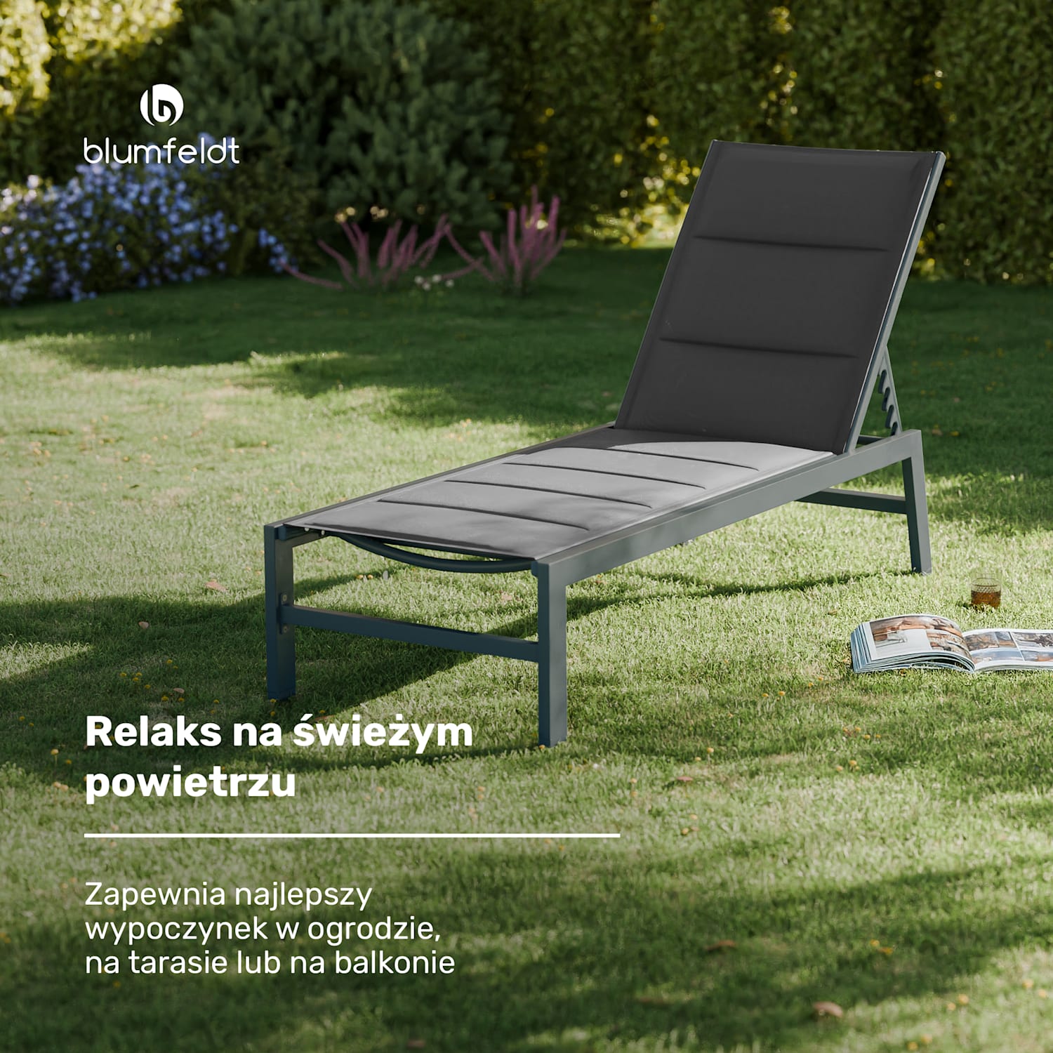 Renazzo Lounge, leżak ogrodowy, leżanka, 70/30 PVC/PE, aluminium, 6 pozycji 