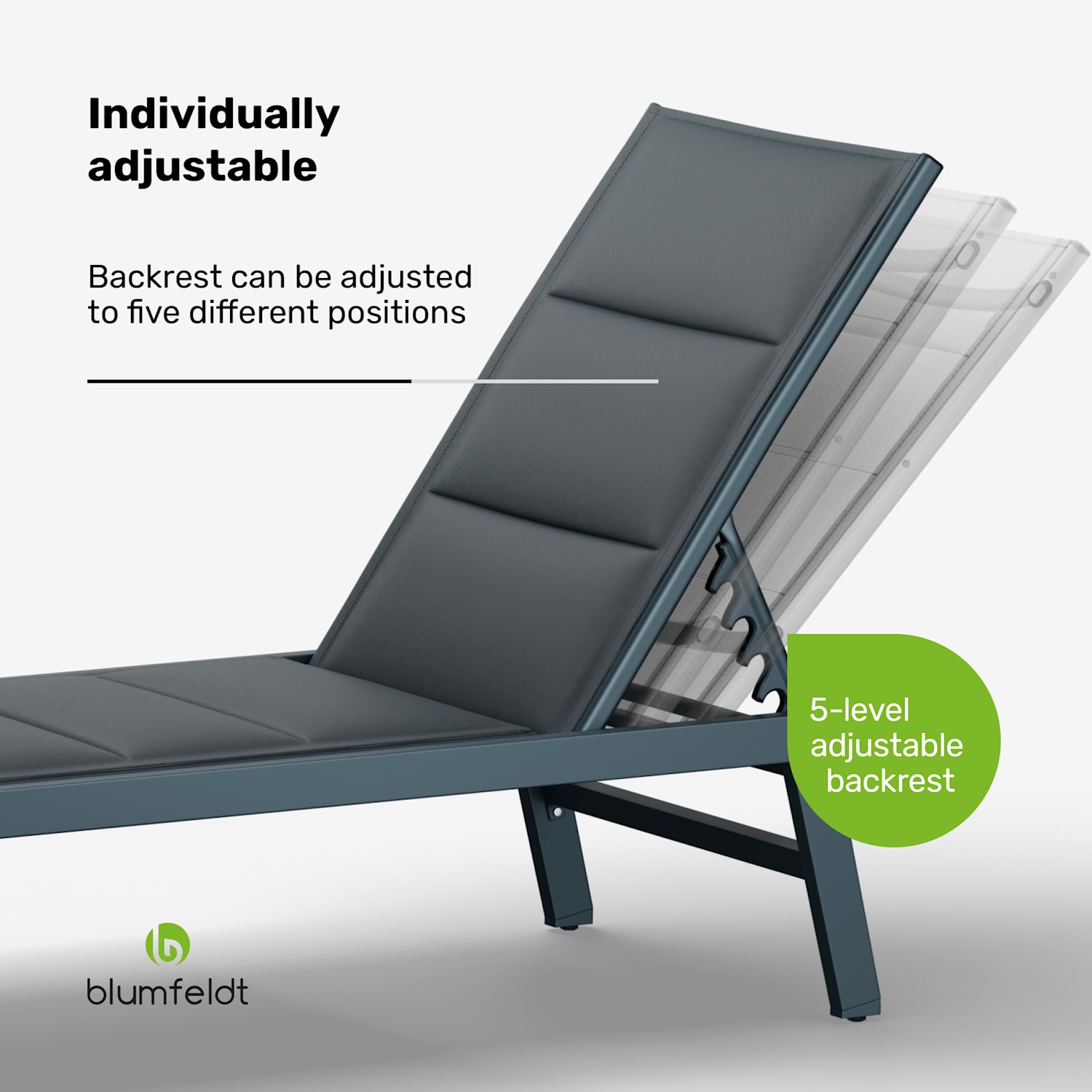 Renazzo Lounge Espreguiçadeira 70/30 PVC/PE Alumínio 6 Posições Antracite 