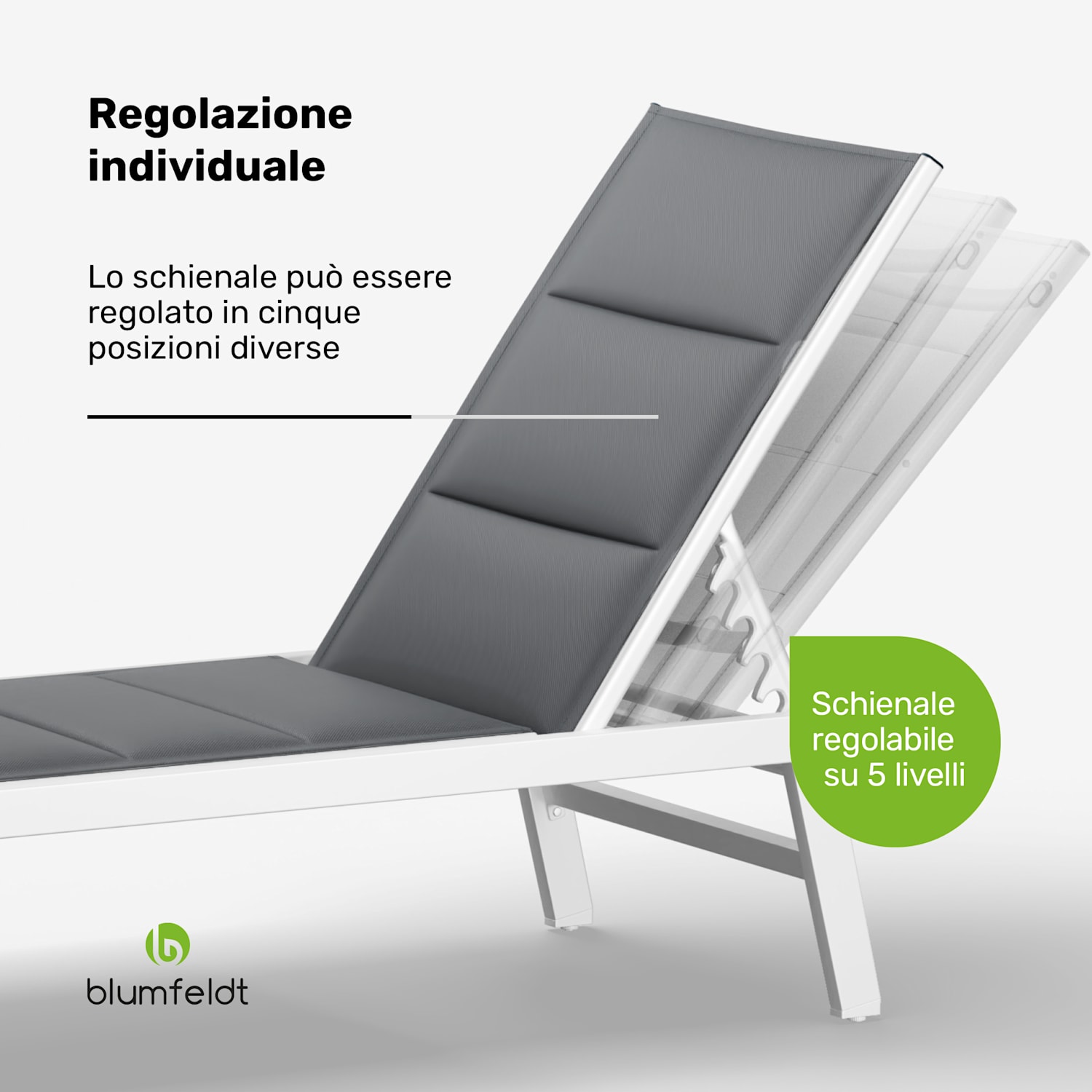 Renazzo Lounge Sdraio 70/30 PVC/PE Alluminio 6 Livelli bianco/grigio 