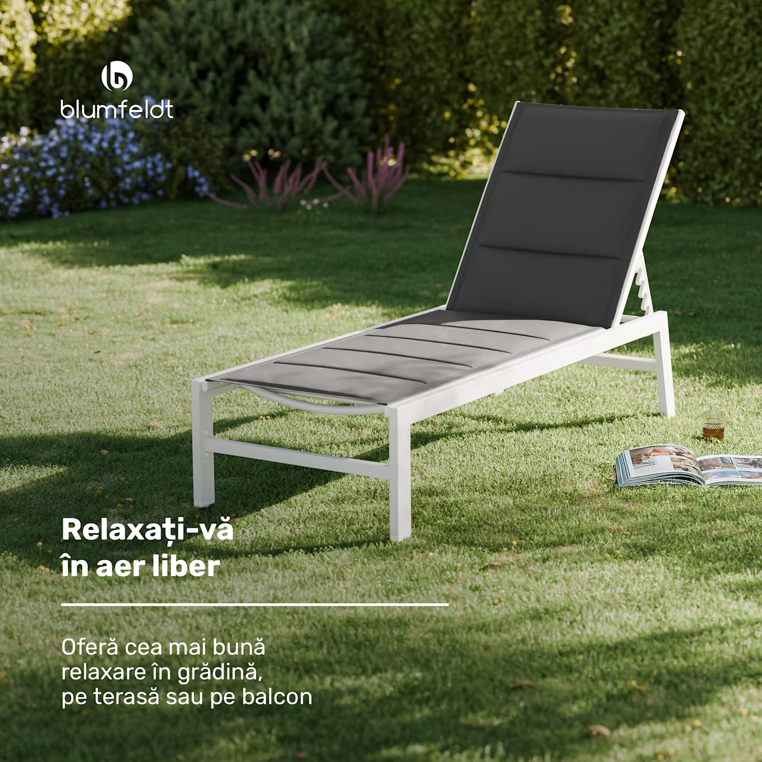 Renazzo Lounge, șezlong, 70/30 din aluminiu din PVC / PE, din 6 straturi, alb/gri 