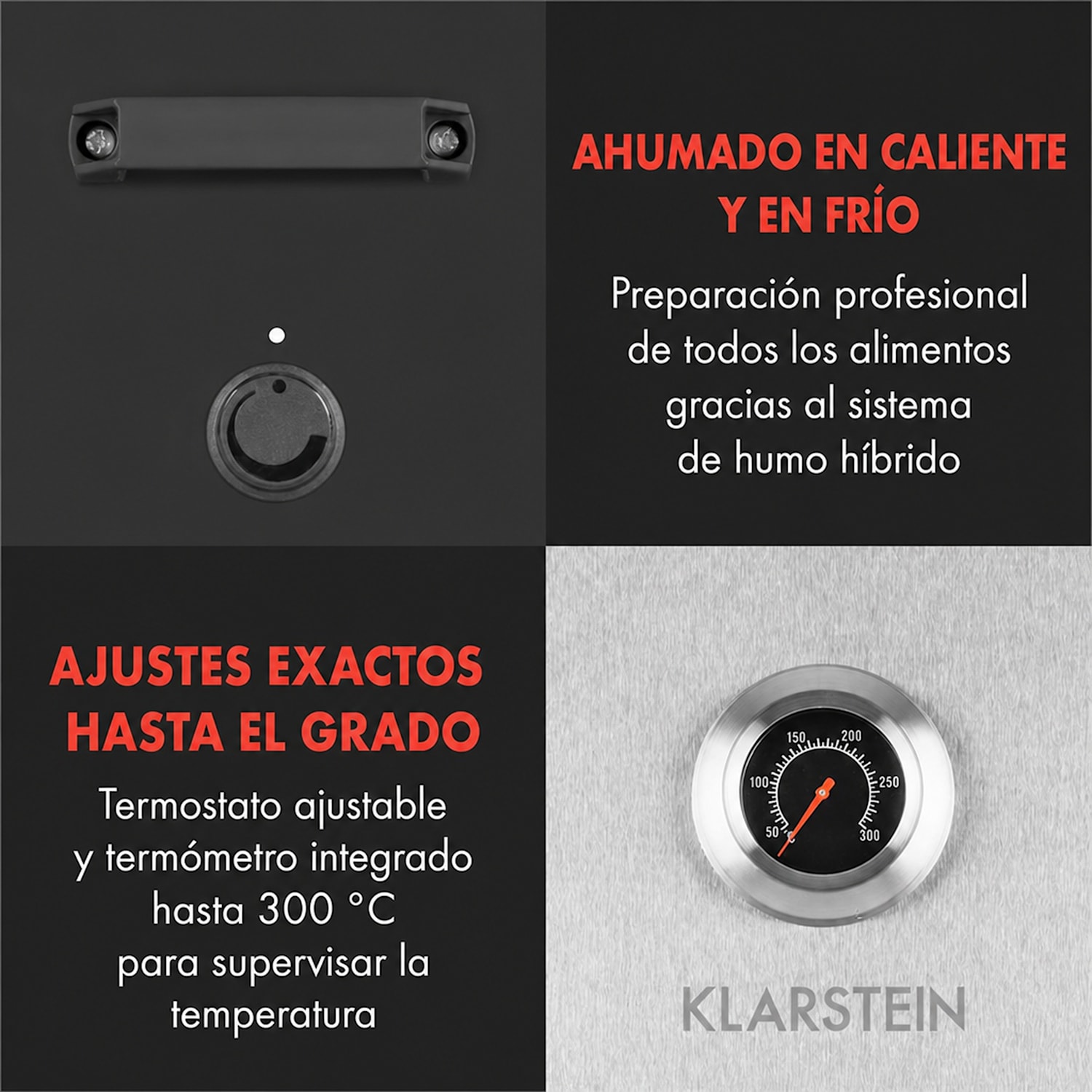 Flintstone Steel horno para ahumar 1.600 W termómetro integrado acero inoxidable Plata Metálica