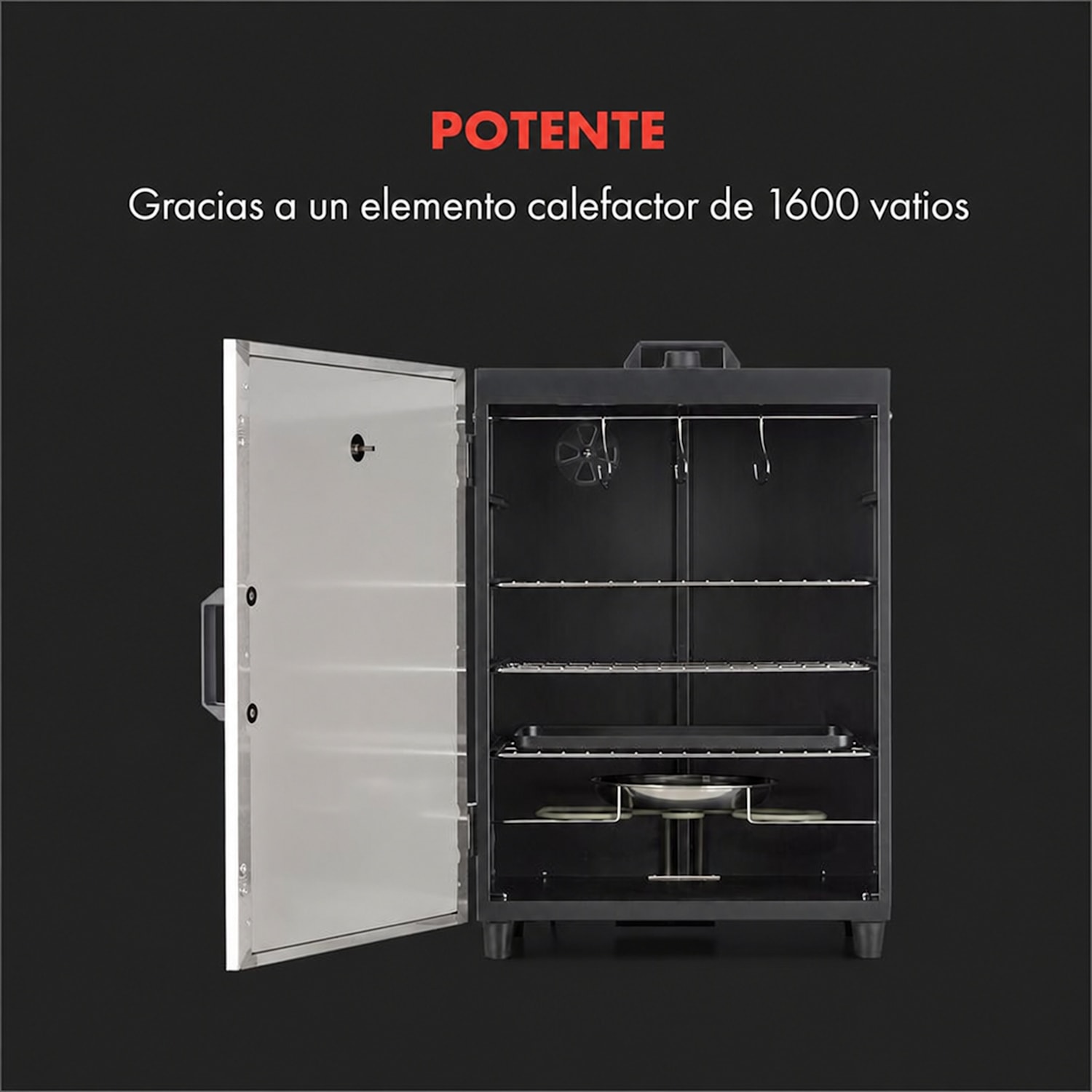 Flintstone Steel horno para ahumar 1.600 W termómetro integrado acero inoxidable Plata Metálica