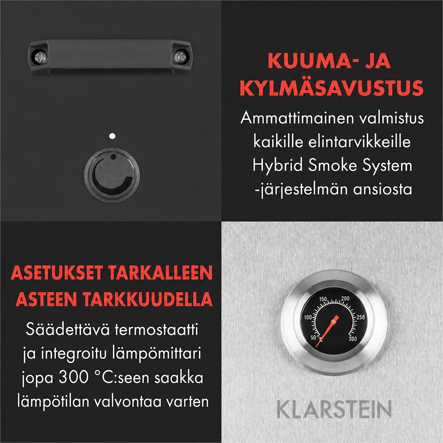 Flintstone Steel savustusuuni 1600 W integroitu termostaatti ruostumatonta terästä Hopea Metallinen