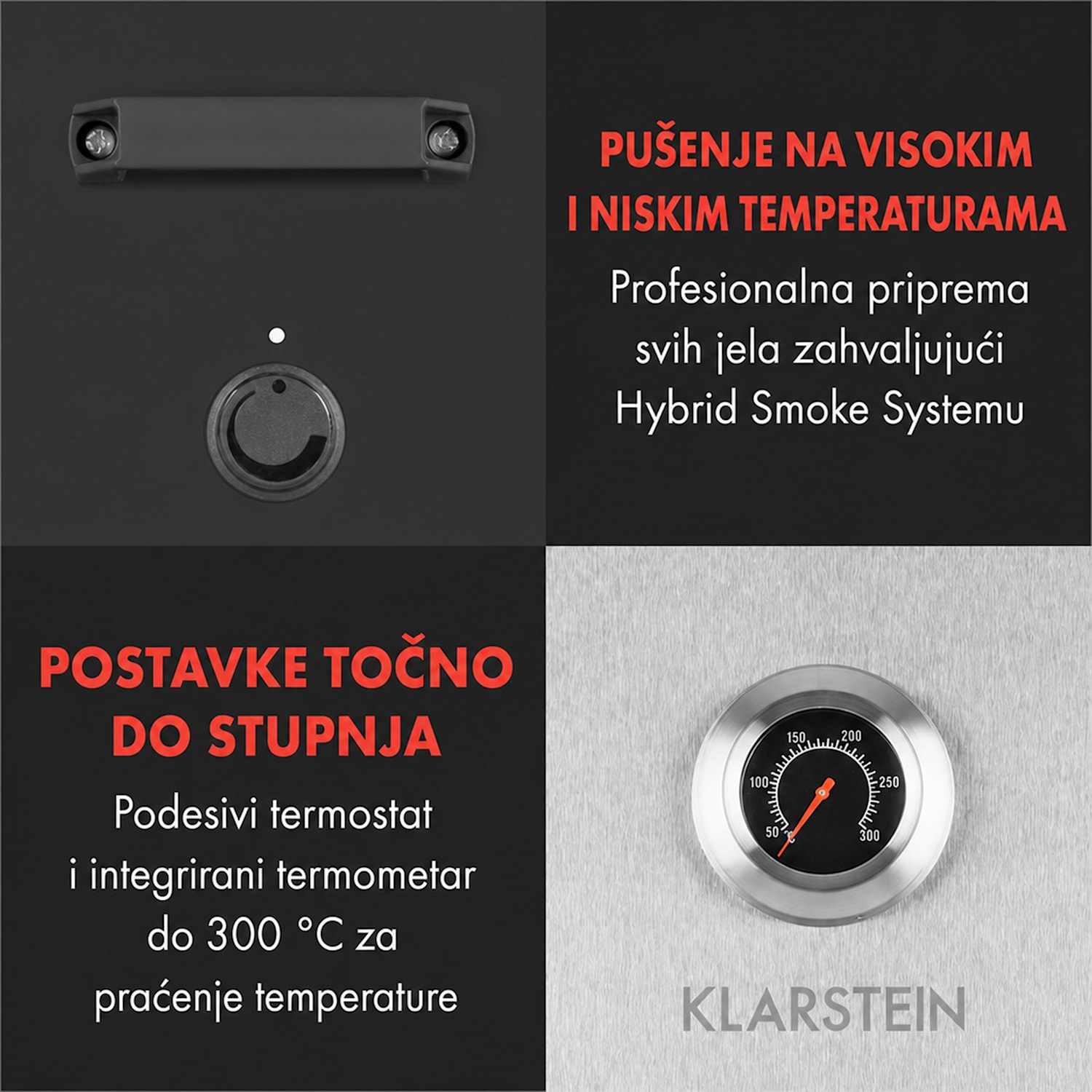 Flintstone Steel, pušnica, peć za dimljenje, 1600 W, integrirani termometar, nehrđajući čelik Srebrna metalik