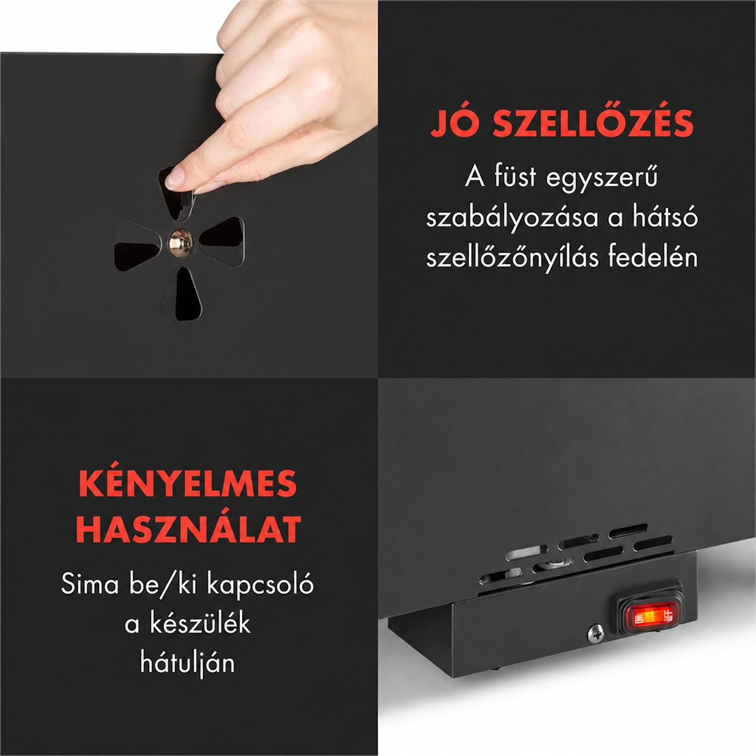 Flintstone Steel, füstölő, füstölő kemence, 1600 W, beépített hőmérő, rozsdamentes acél Ezüst metál