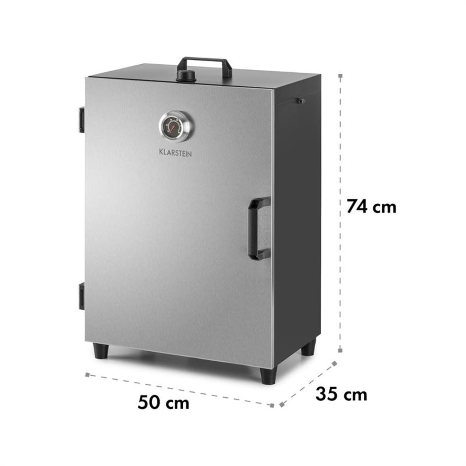 Flintstone, cuptor cu fum, 1600 W, termometru integrat, oțel inoxidabil Argintiu metalizat