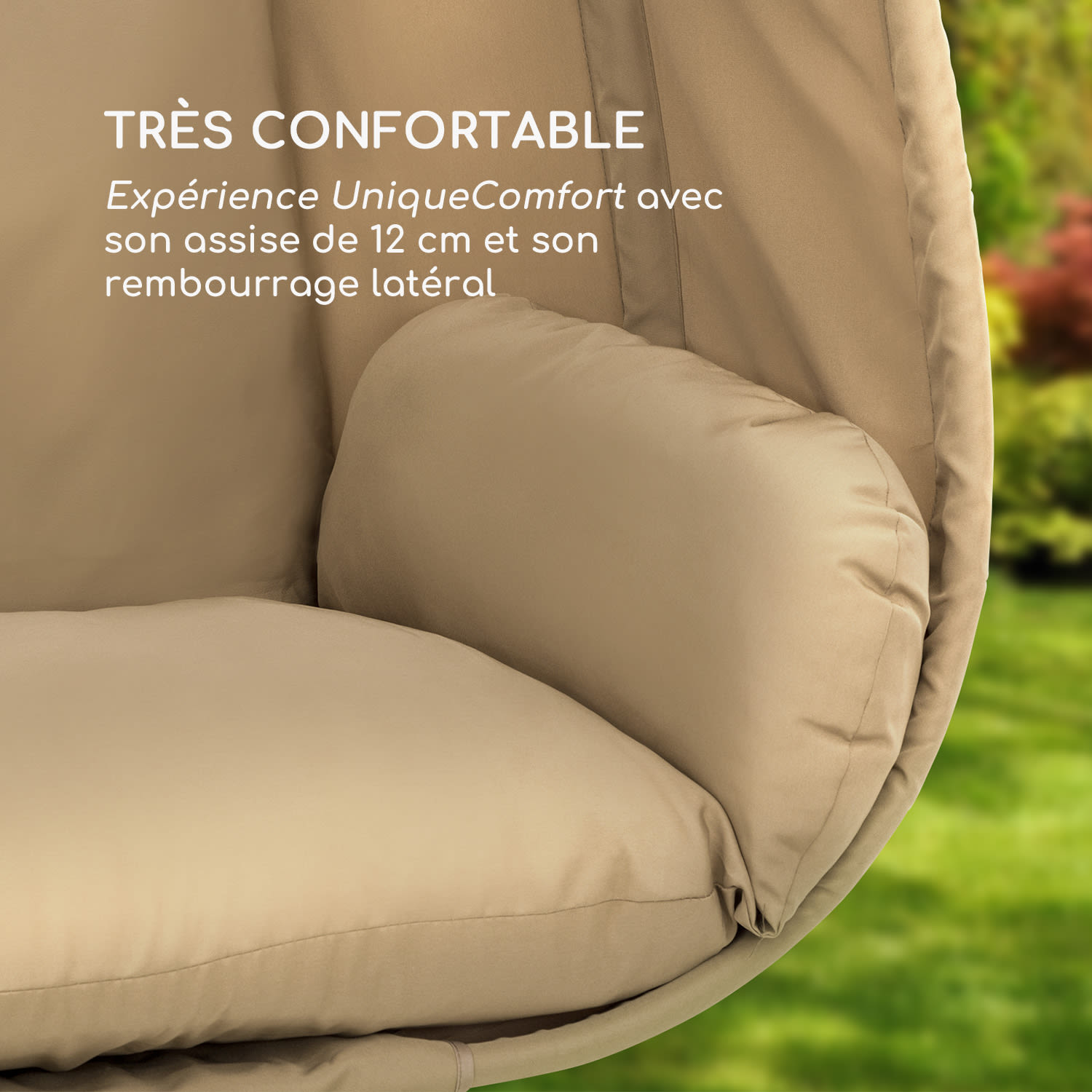 Bella Donna fauteuil suspendu coussin d'assise 180 g polyester beige Brun Sésame